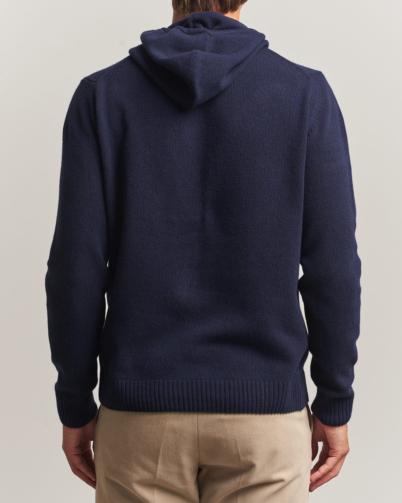 Herren | Pullover | Stenströms | Brushed Merino Hood Navy