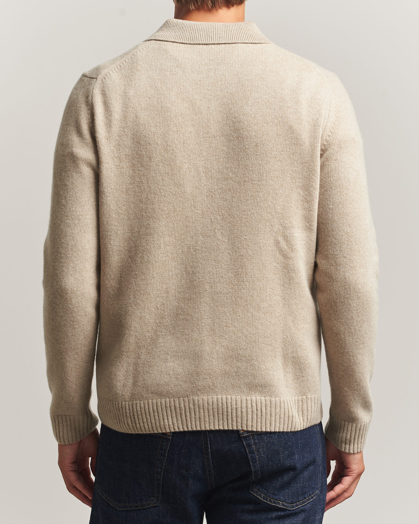 Herren | Pullover | Stenströms | Brushed Merino Polo Cardigan Beige