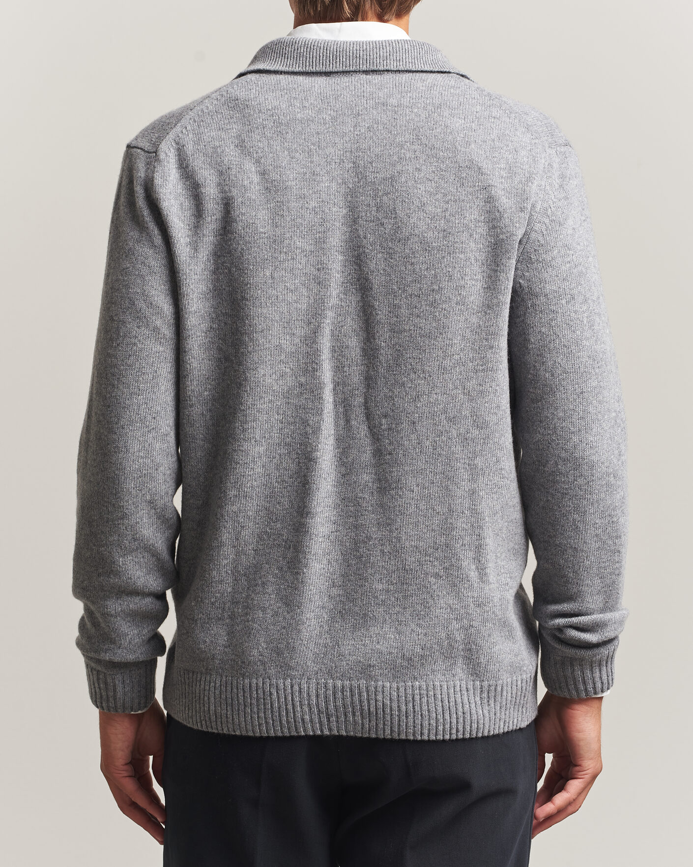 Herren | Pullover | Stenströms | Brushed Merino Polo Cardigan Grey