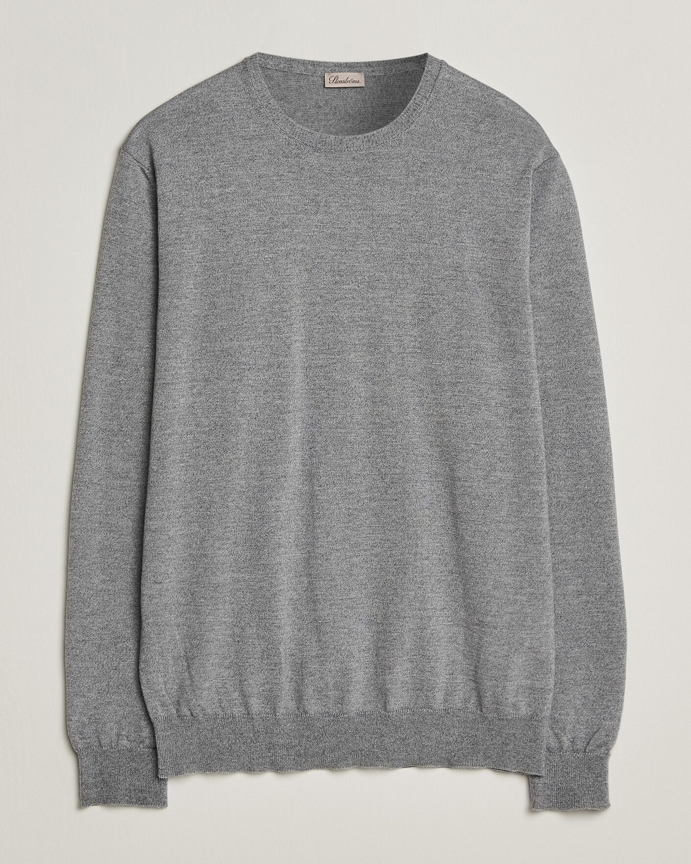 Herren | Pullover | Stenströms | Merino Crew Neck Grey Mouline