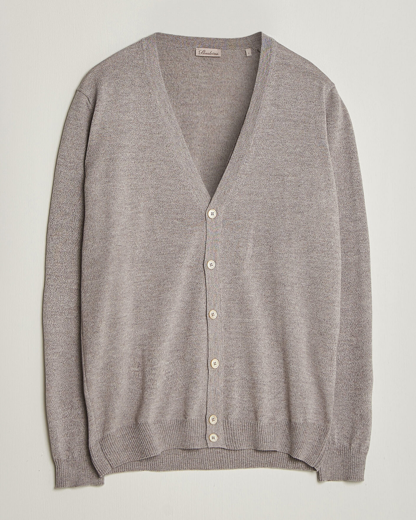 Herren | Pullover | Stenströms | Merino Cardigan Beige Mouline
