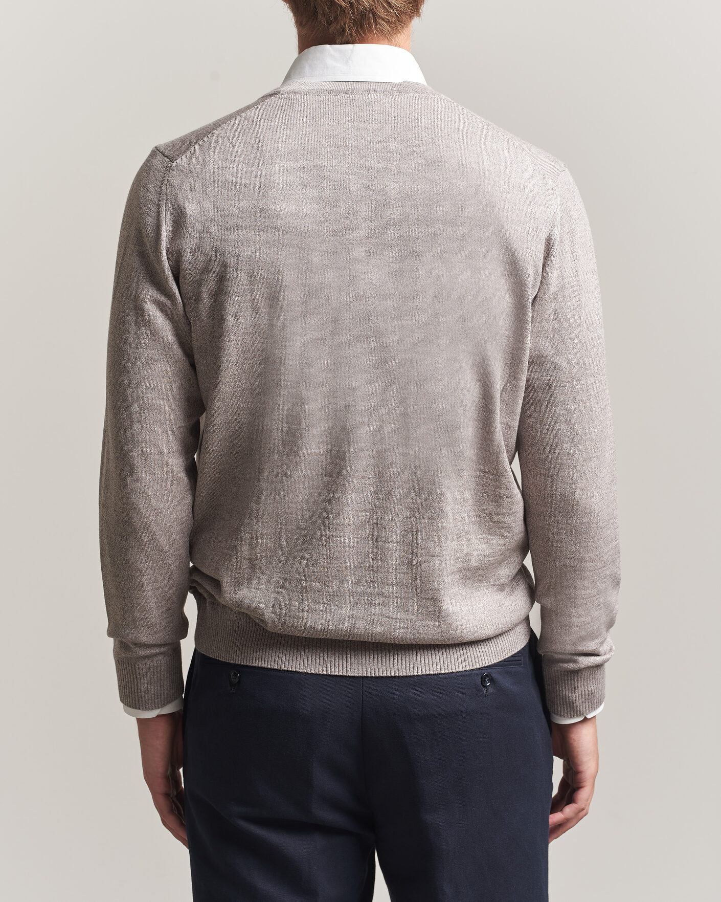 Herren | Pullover | Stenströms | Merino Cardigan Beige Mouline