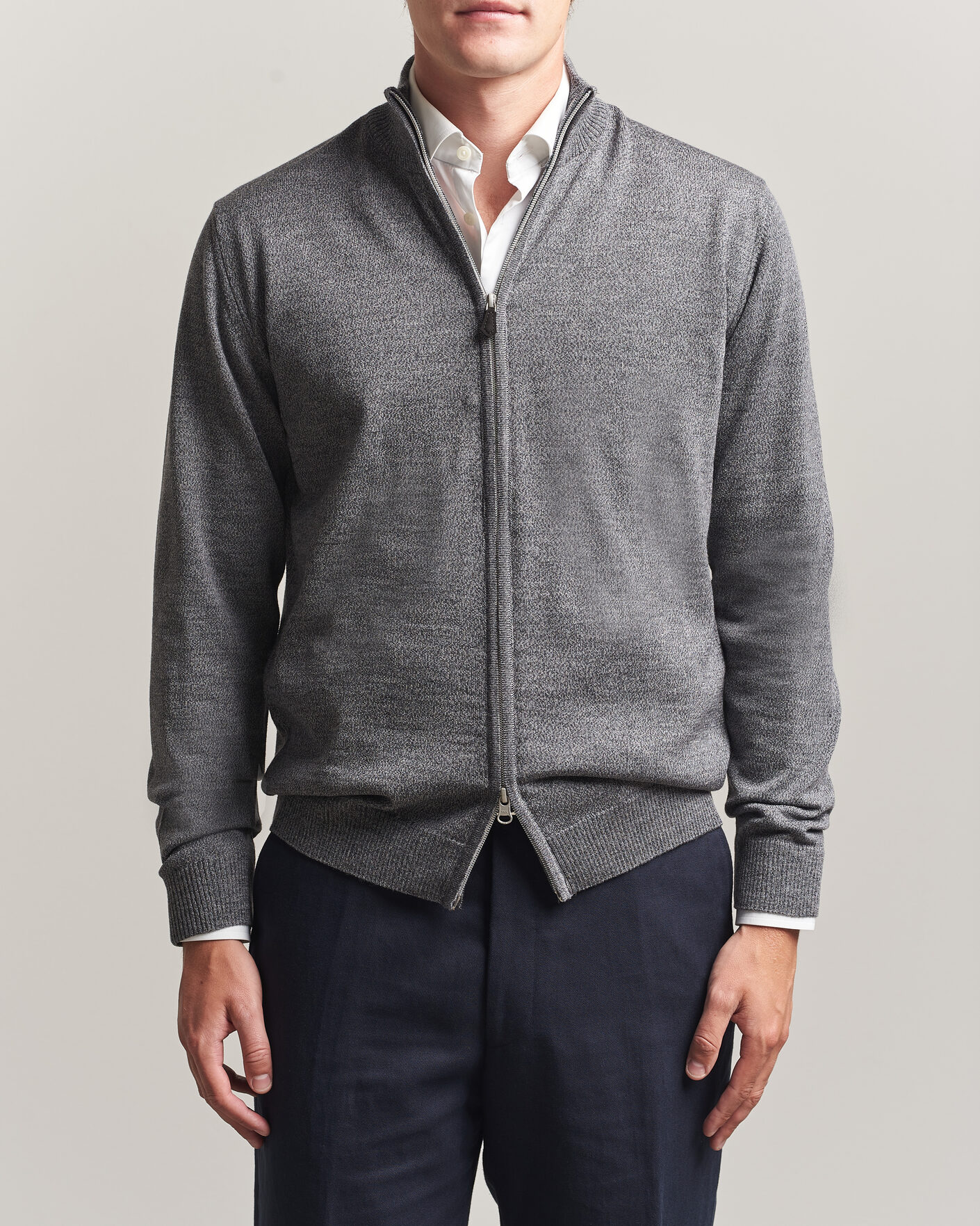 Herren | Pullover | Stenströms | Merino Full Zip Grey