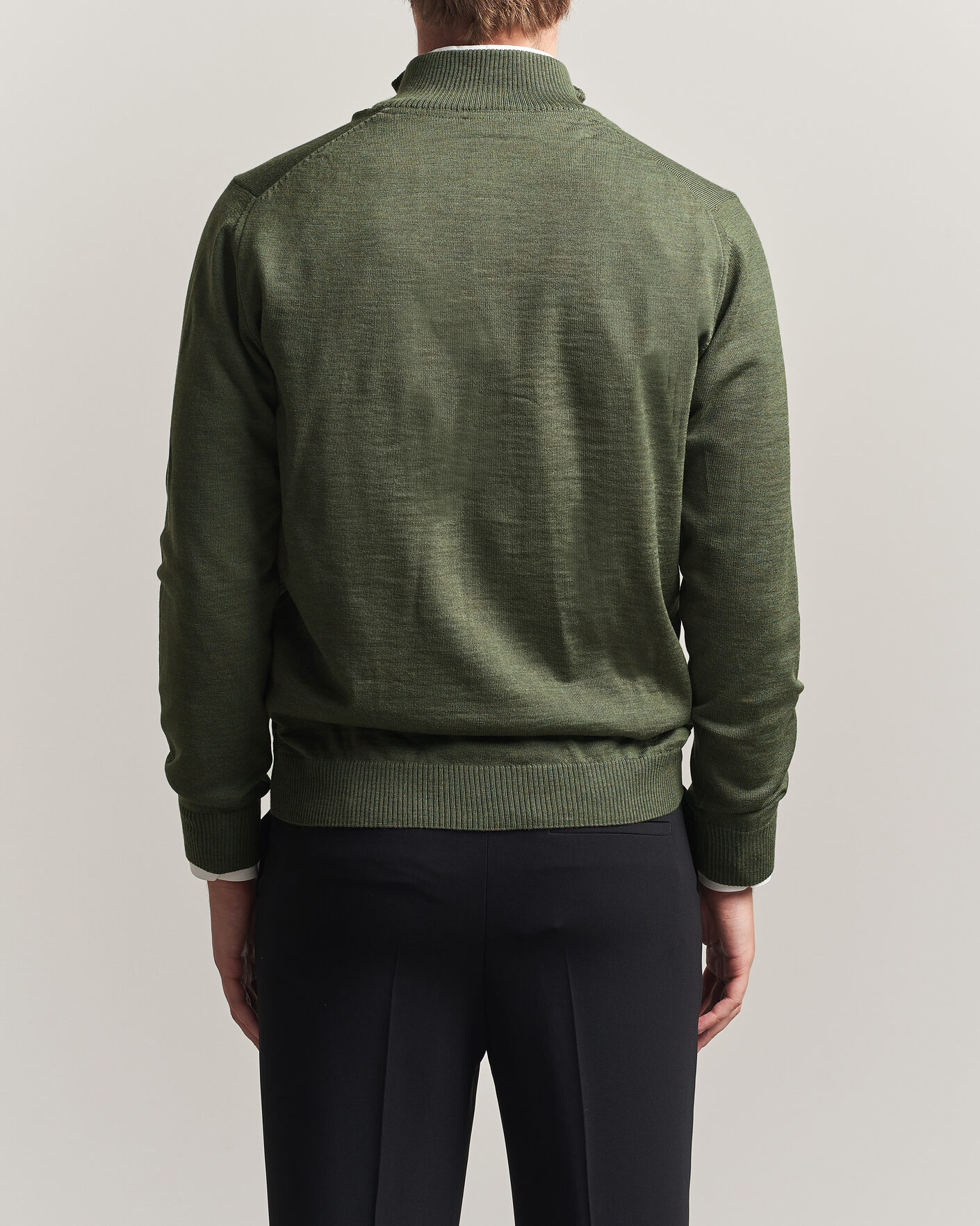 Herren | Pullover | Stenströms | Merino Full Zip Green