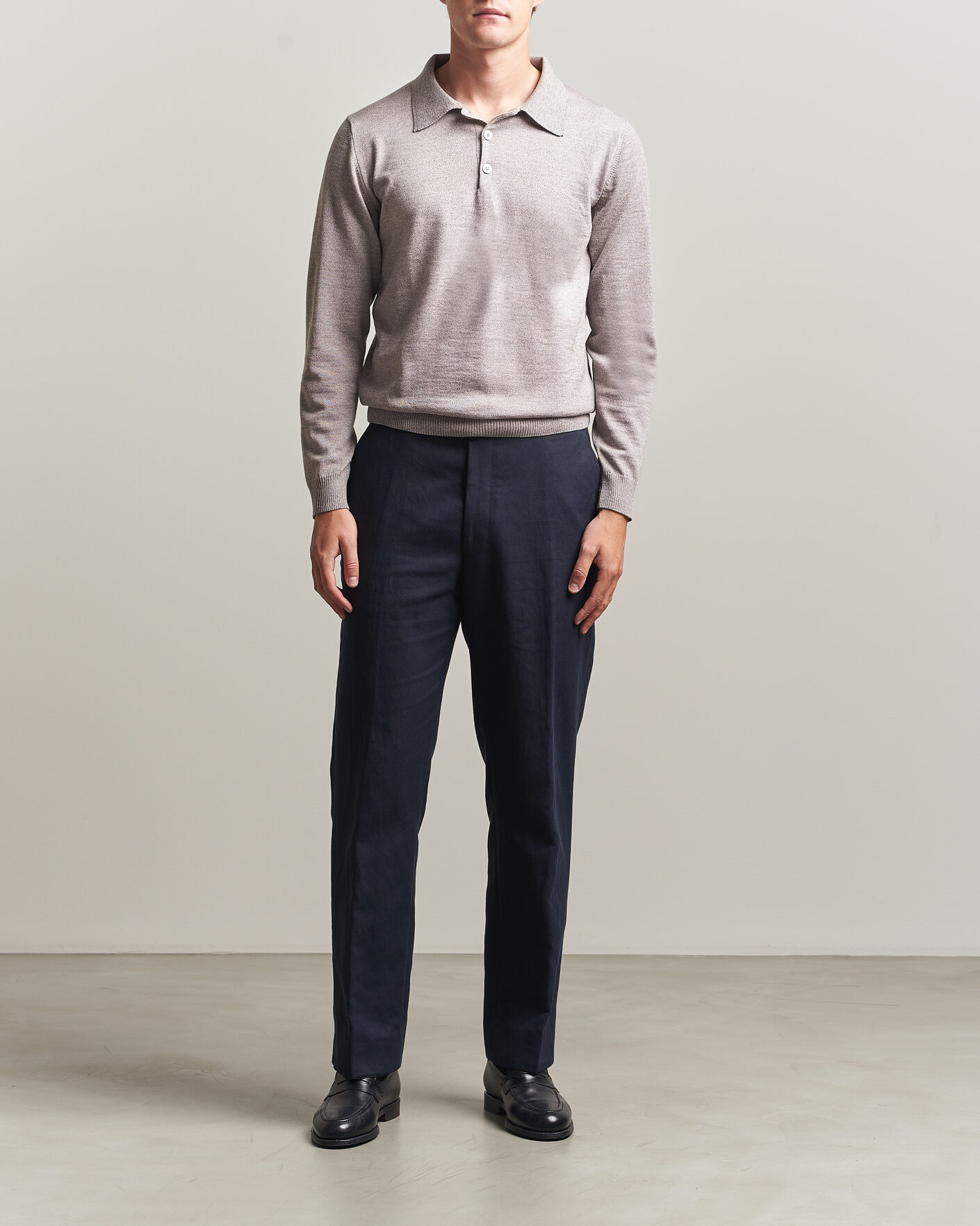 Herren | Pullover | Stenströms | Merino Polo Beige
