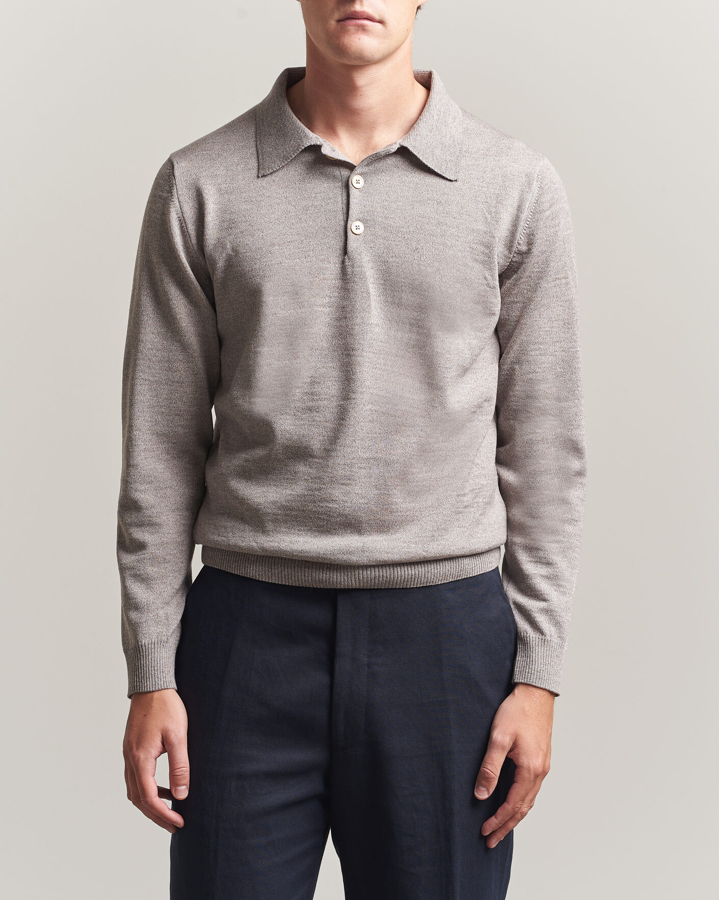 Herren | Pullover | Stenströms | Merino Polo Beige