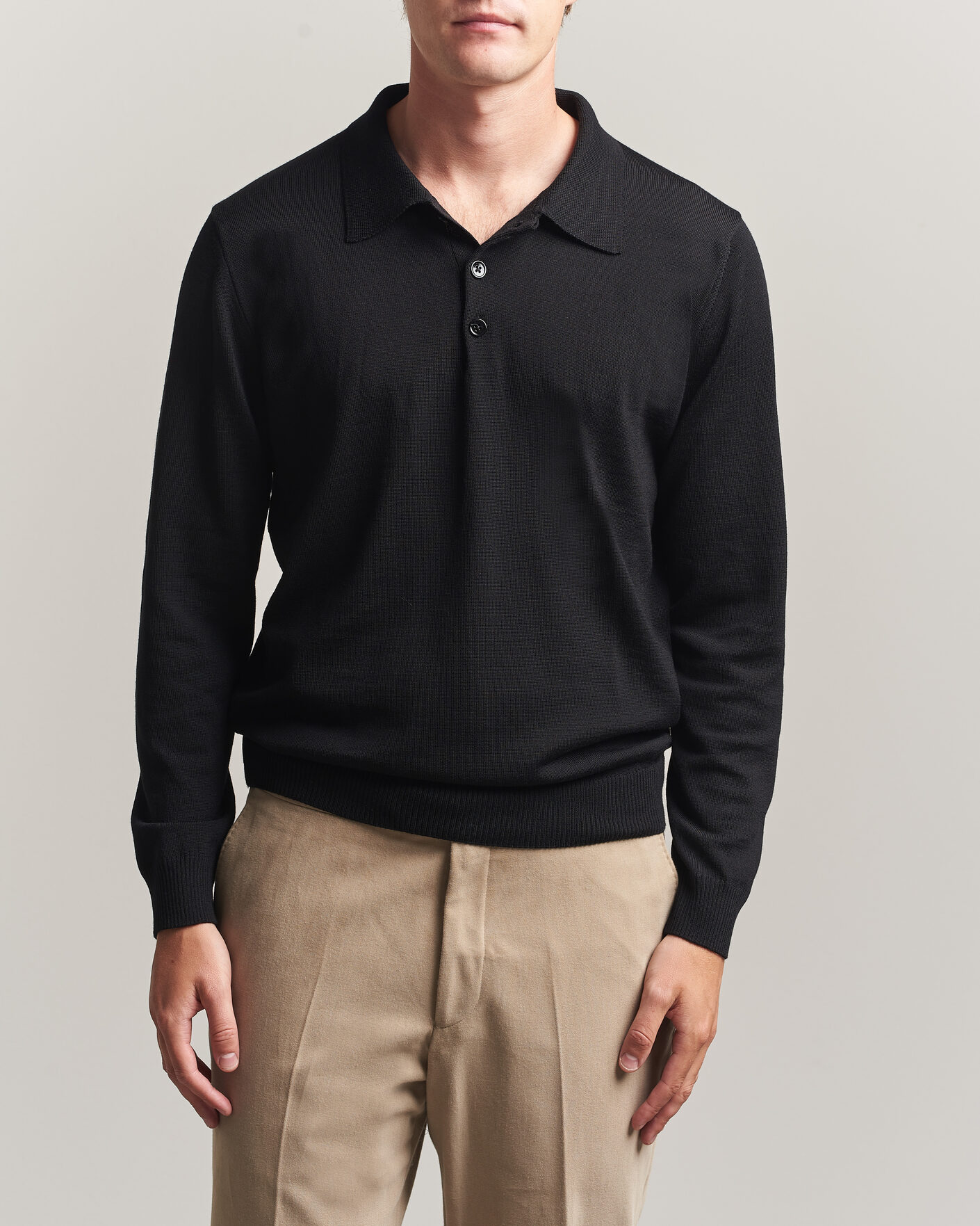 Herren | Pullover | Stenströms | Merino Polo Black