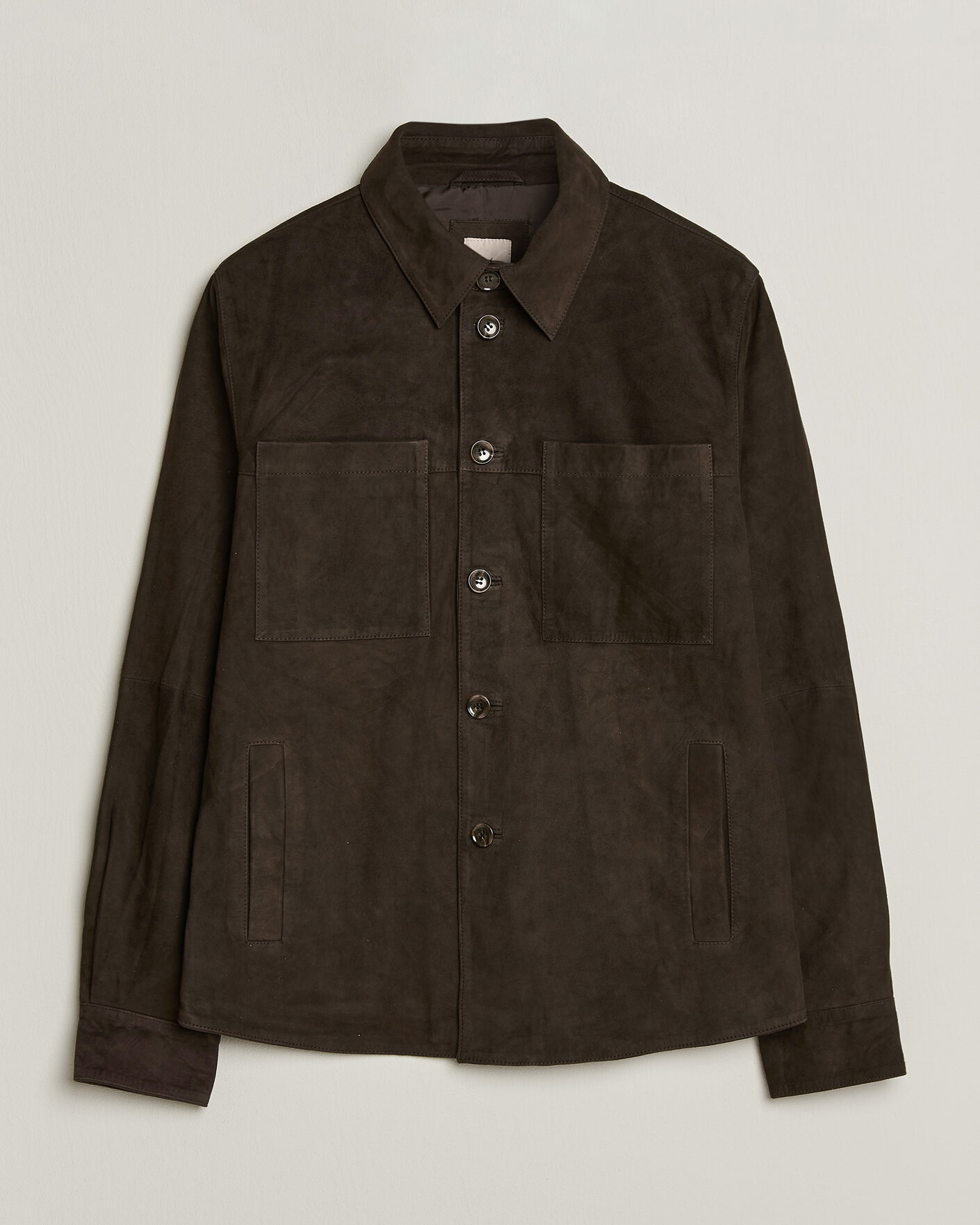 Herren | Hemden | Stenströms | Goat Suede Overshirt Dark Brown