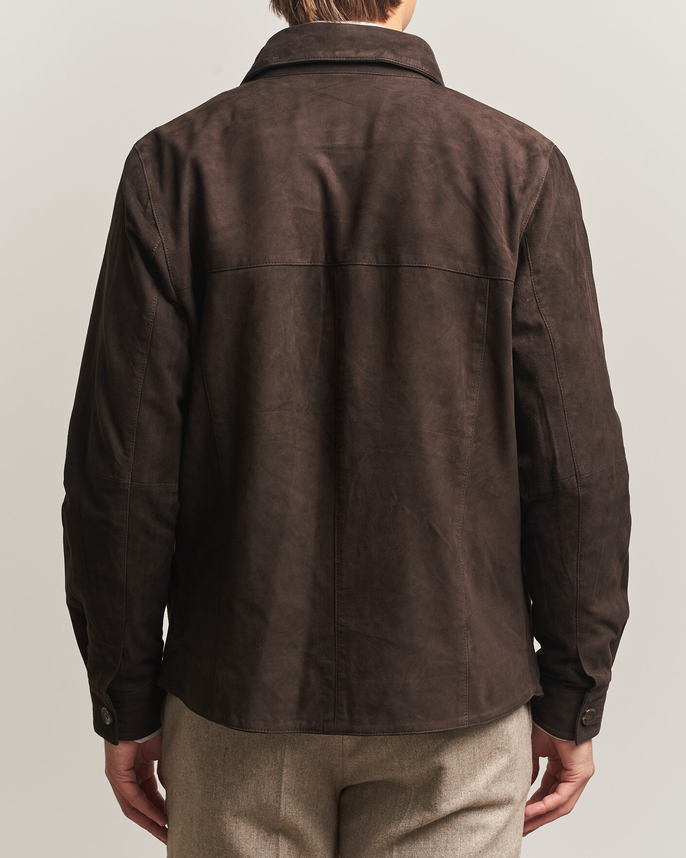 Herren | Hemden | Stenströms | Goat Suede Overshirt Dark Brown