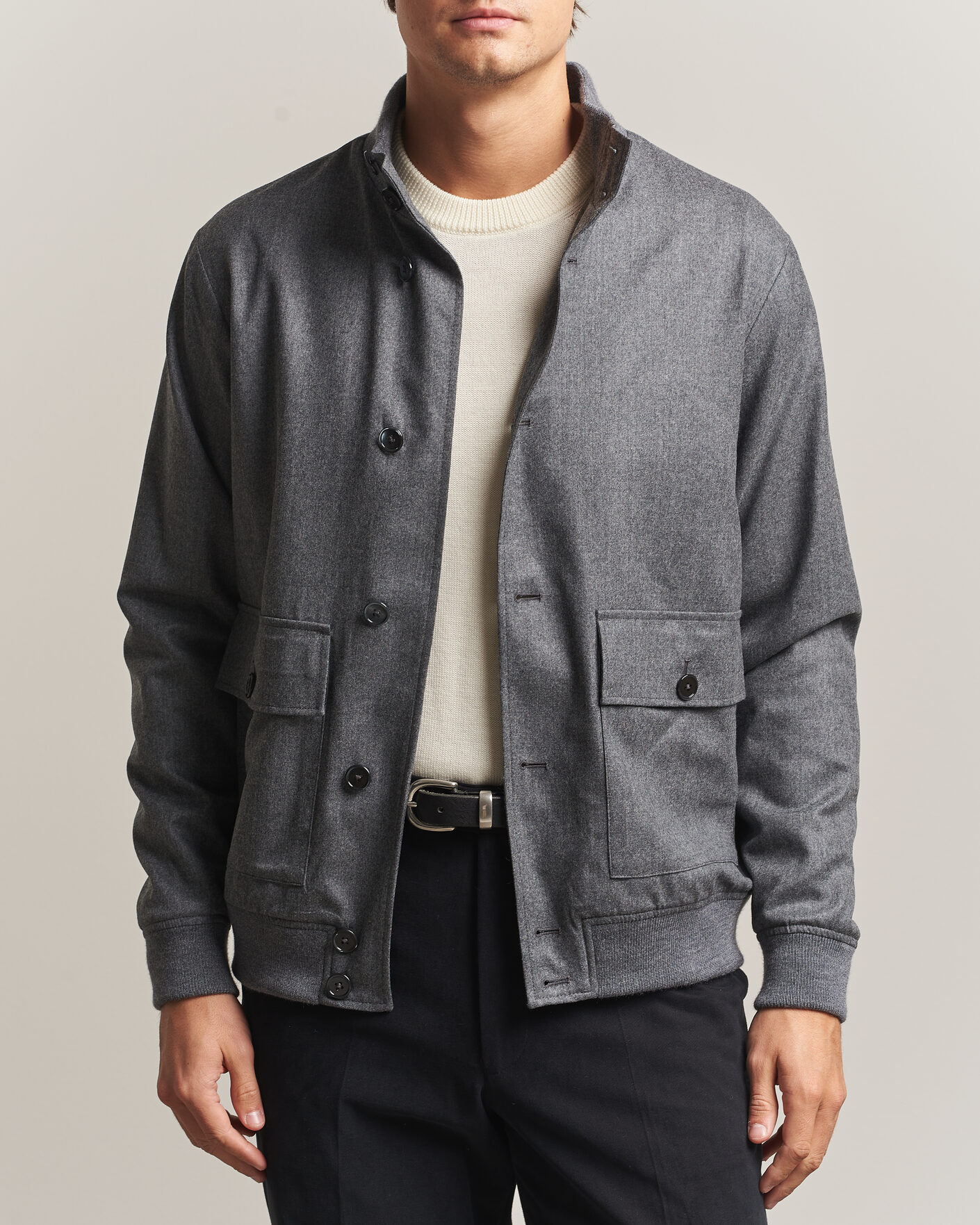 Herren | Jacken | Stenströms | Flannel Bomber Jacket Grey