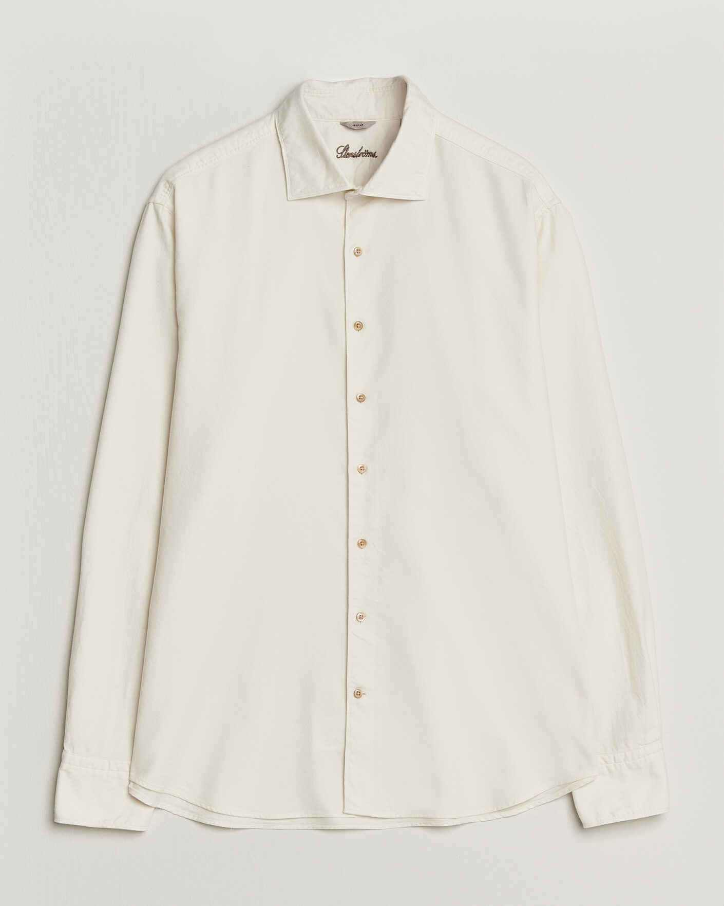 Herren | Hemden | Stenströms | Regular Fit Cut Away Flannel Shirt Off White