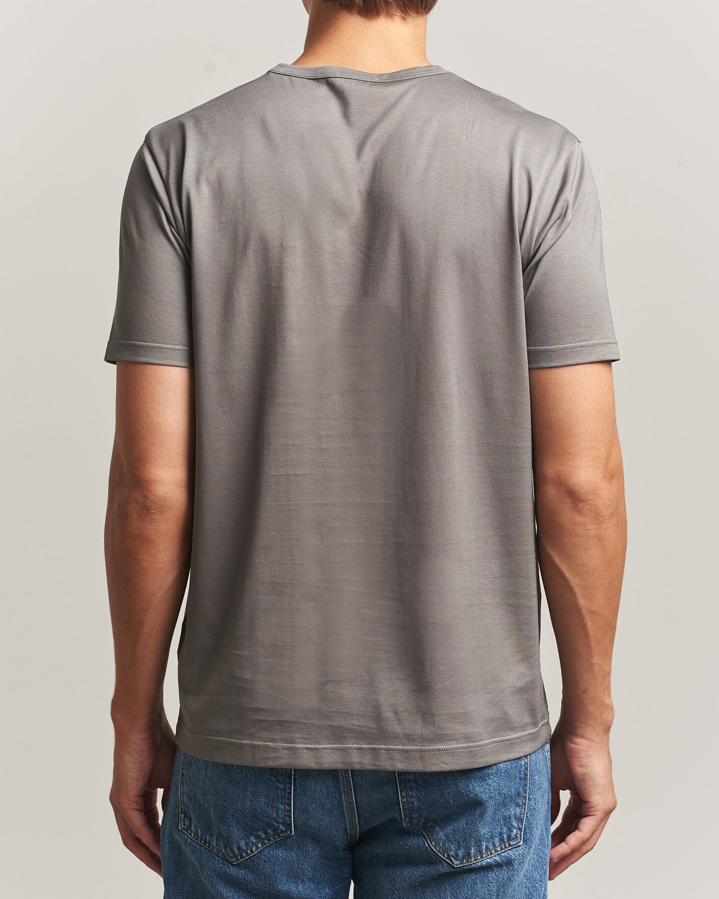 Herren | T-Shirts | Sunspel | Crew Neck Q82 Cotton T-Shirt Smoke Grey