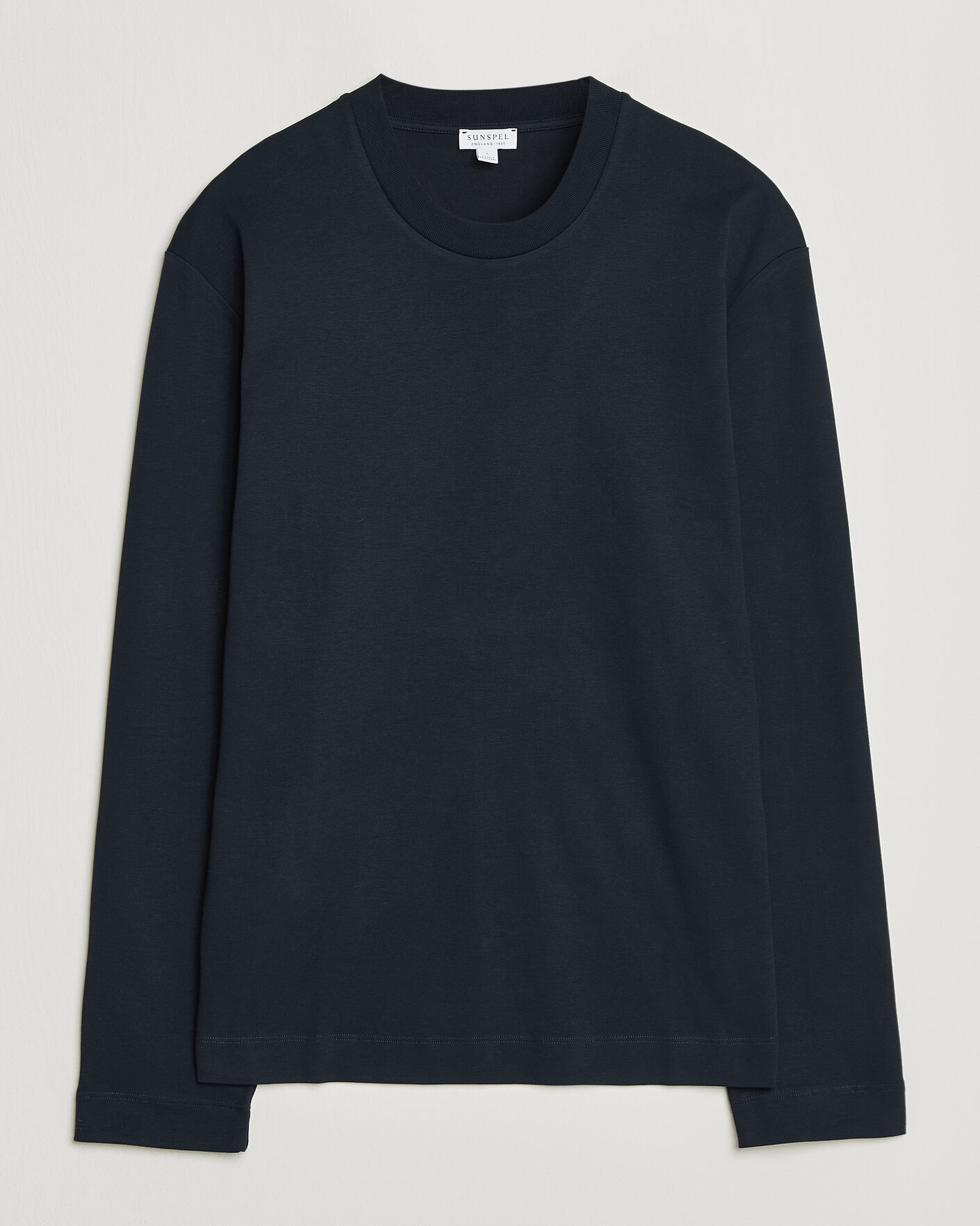 Herren | T-Shirts | Sunspel | Heavy Weight Supima Cotton Long Sleeve T-Shirt Navy