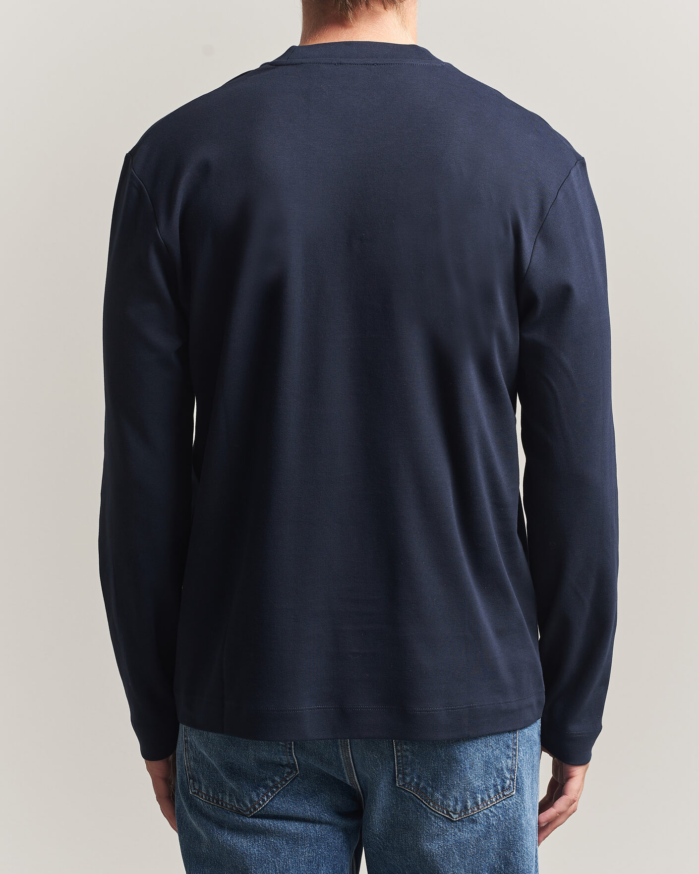 Herren | T-Shirts | Sunspel | Heavy Weight Supima Cotton Long Sleeve T-Shirt Navy