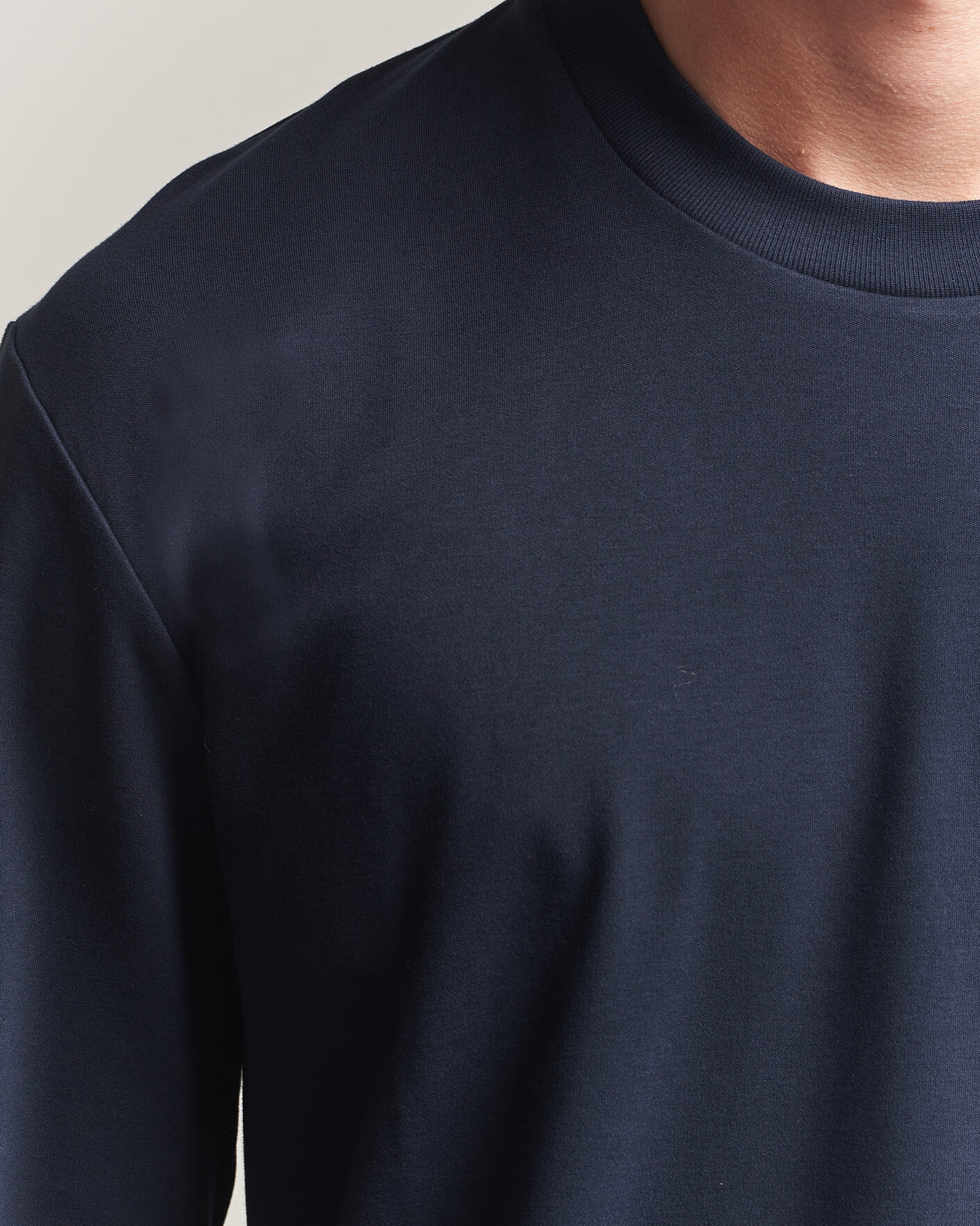 Herren | T-Shirts | Sunspel | Heavy Weight Supima Cotton Long Sleeve T-Shirt Navy