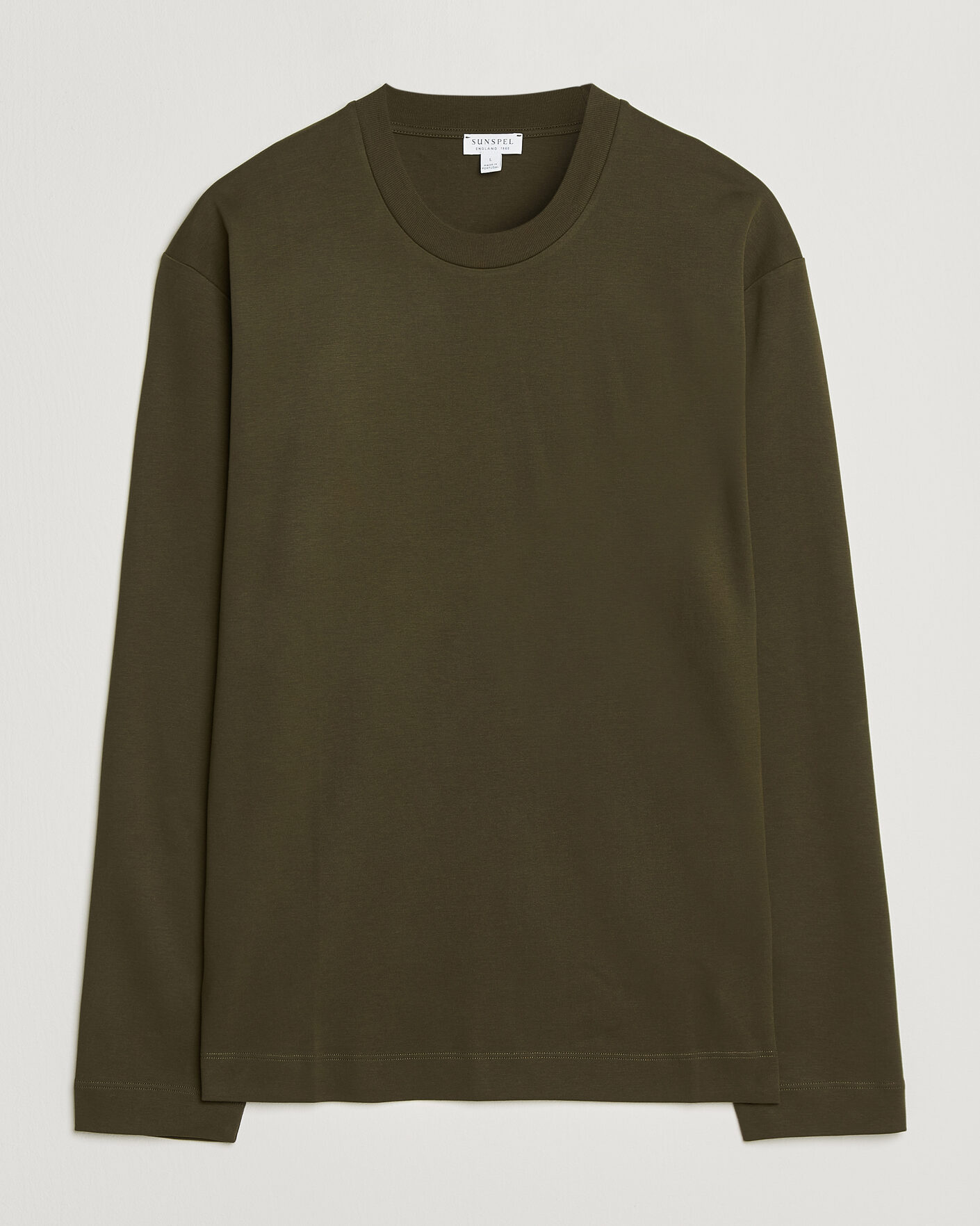 Herren | T-Shirts | Sunspel | Heavy Weight Supima Cotton Long Sleeve T-Shirt Green