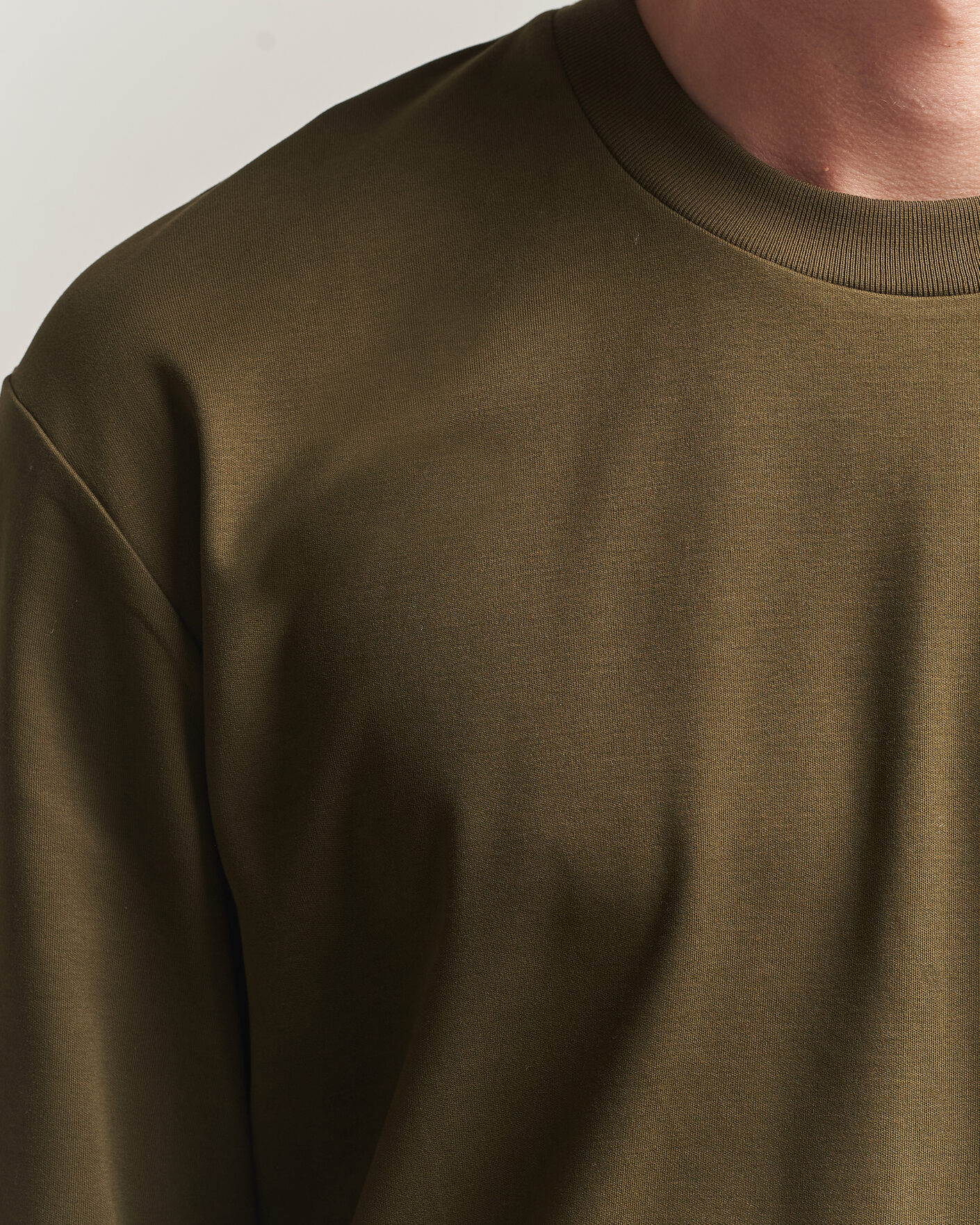 Herren | T-Shirts | Sunspel | Heavy Weight Supima Cotton Long Sleeve T-Shirt Green