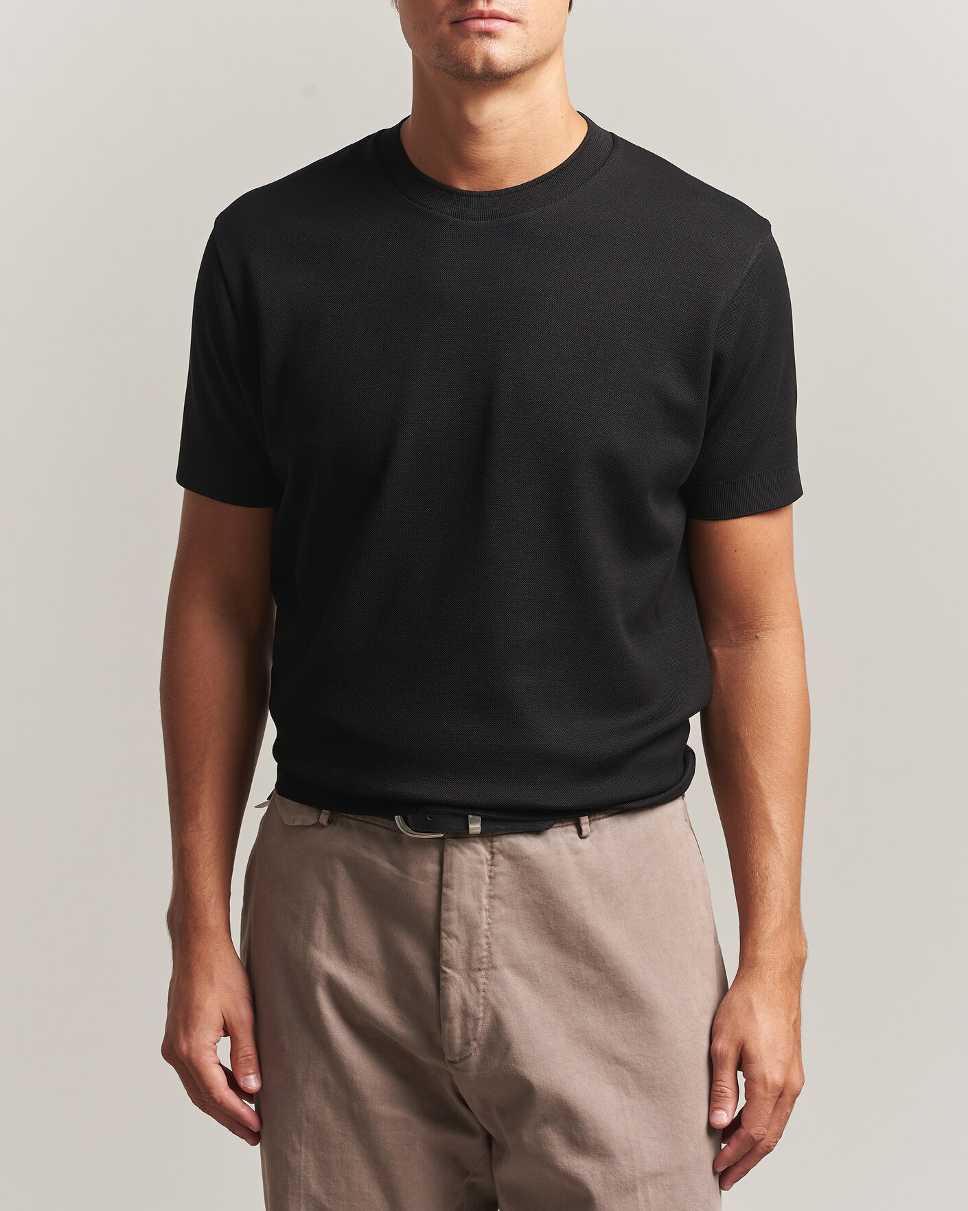 Herren | T-Shirts | Sunspel | Cotton Piquet T-Shirt Black