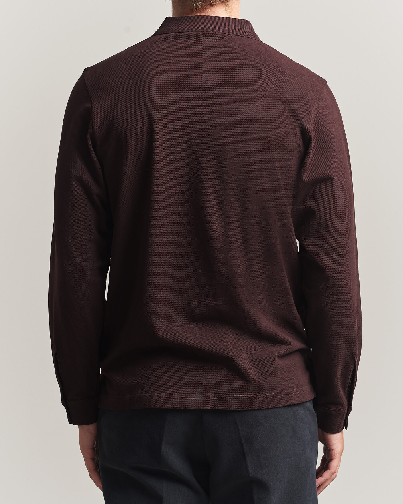 Herren | Poloshirts | Sunspel | Supima Cotton Long Sleeve Pique Polo Dark Brown
