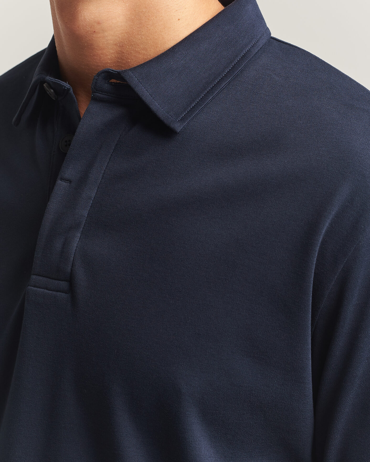 Herren | Poloshirts | Sunspel | Heavy Weight Supima Cotton Long Sleeve Polo Navy