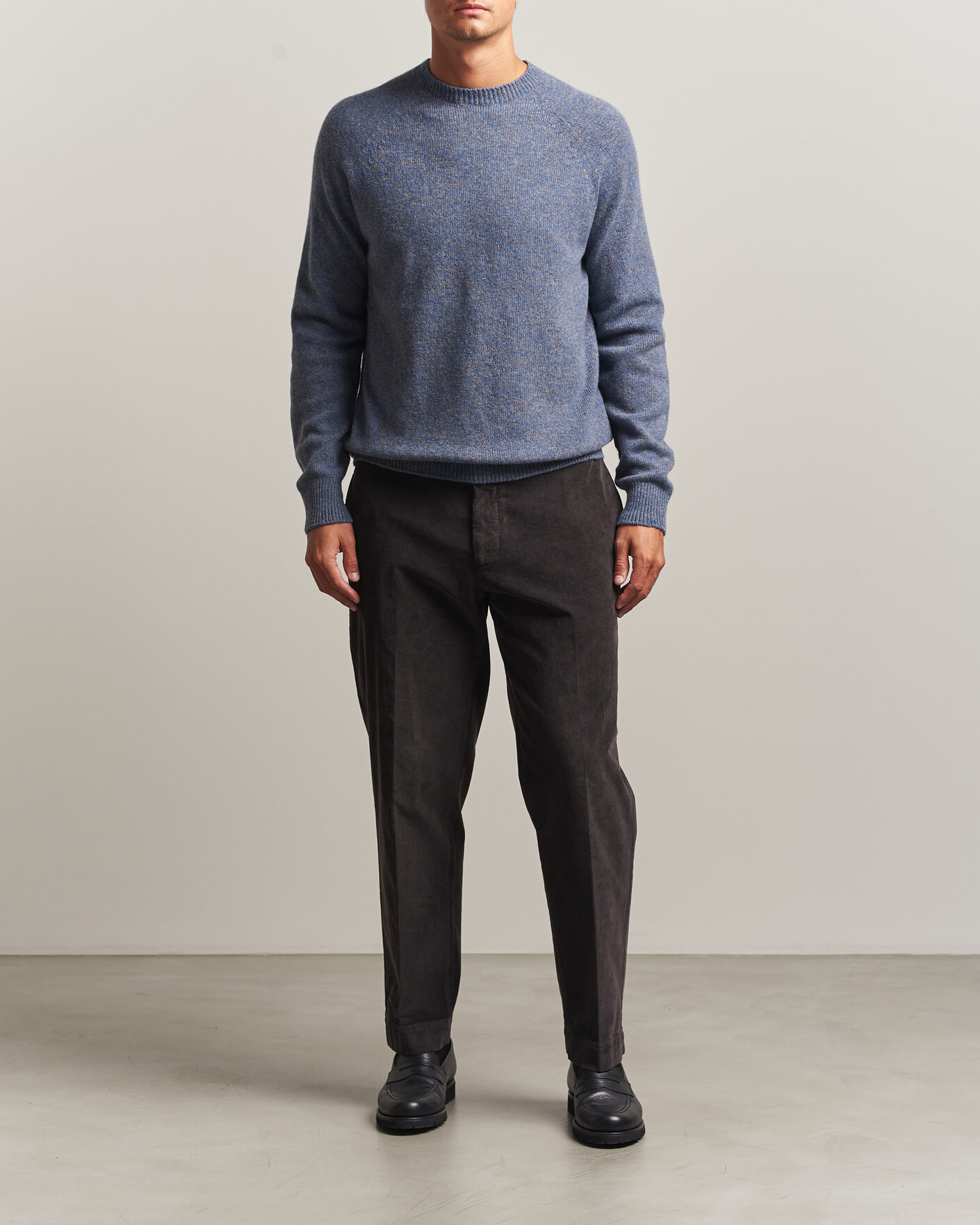 Herren | Pullover | Sunspel | Lambswool Crew Neck Denim Twist
