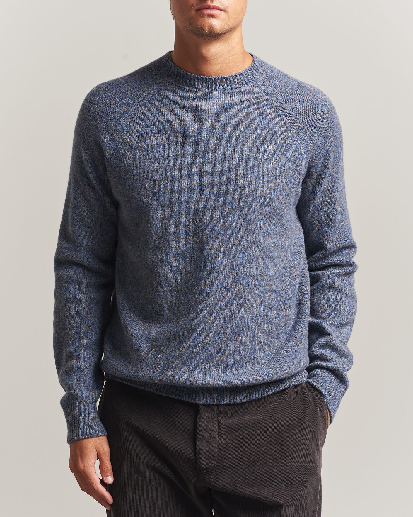 Herren | Pullover | Sunspel | Lambswool Crew Neck Denim Twist