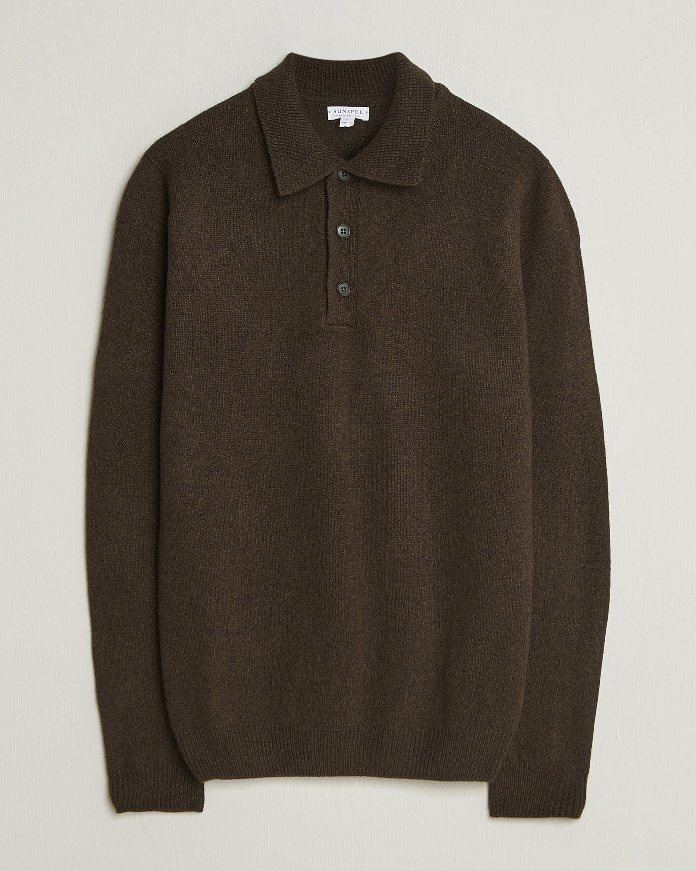 Herren | Pullover | Sunspel | Lambswool Poloshirt Loden Twist