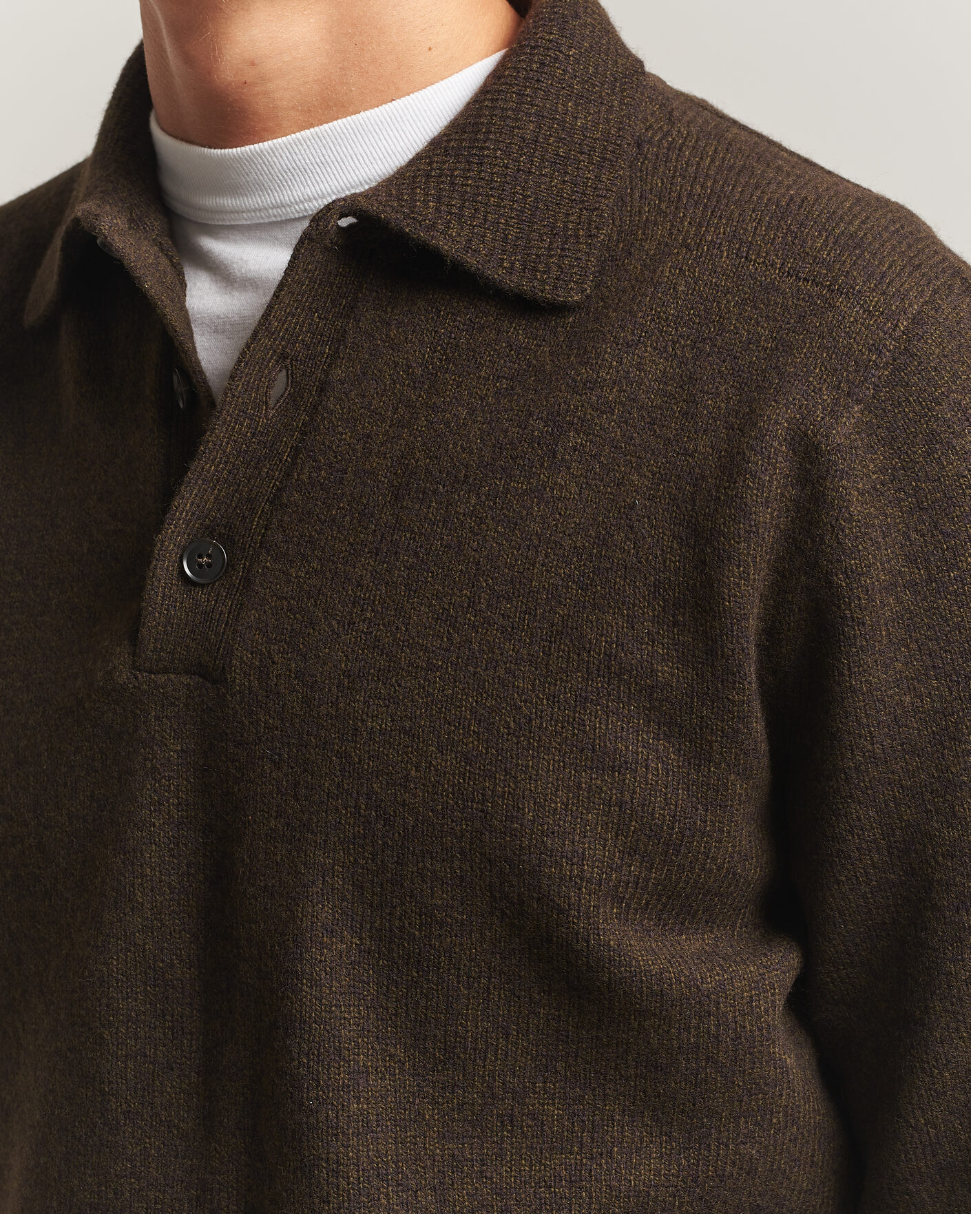 Herren | Pullover | Sunspel | Lambswool Poloshirt Loden Twist
