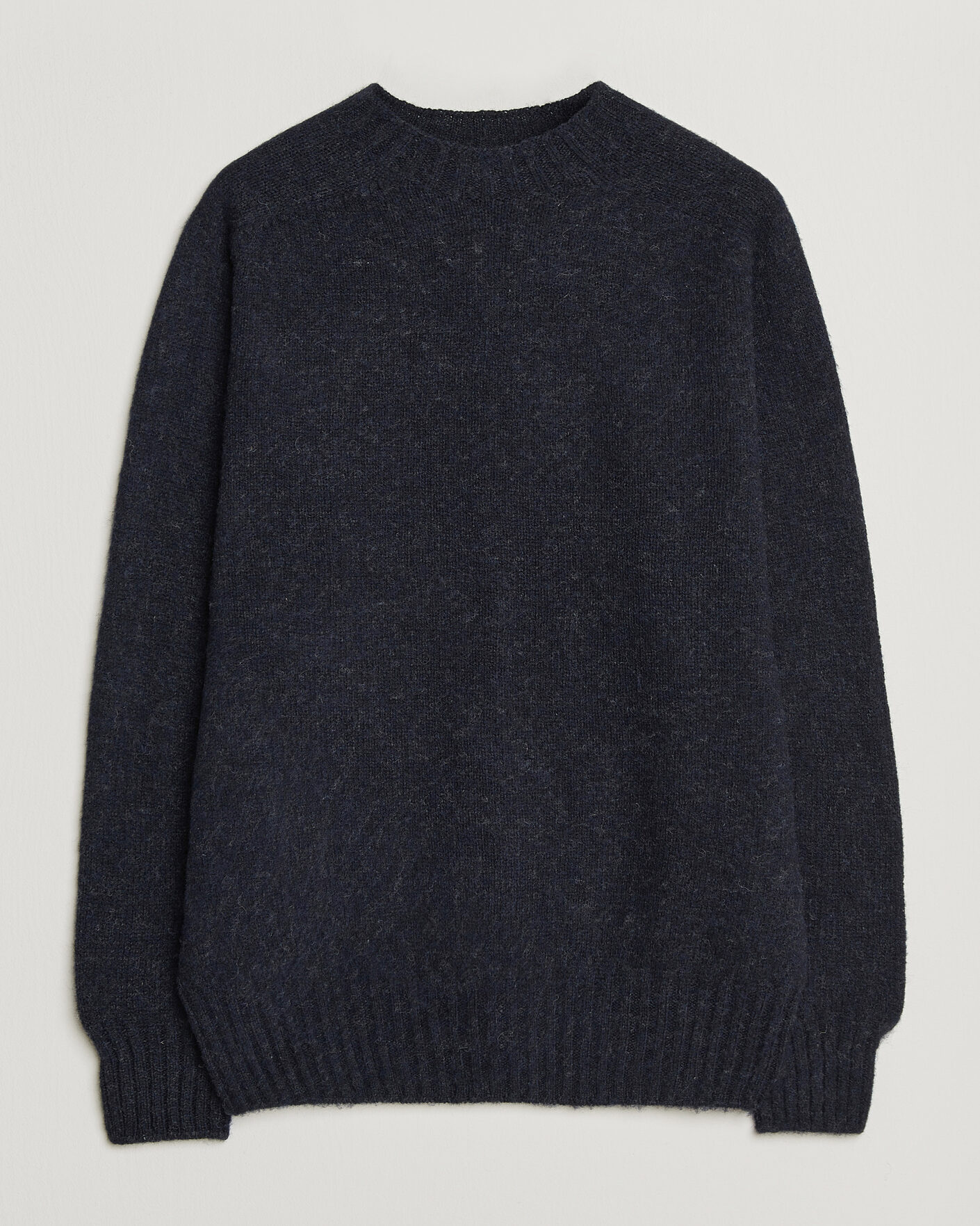 Herren | Pullover | Sunspel | Brushed Shetland Crew Neck Dark Navy