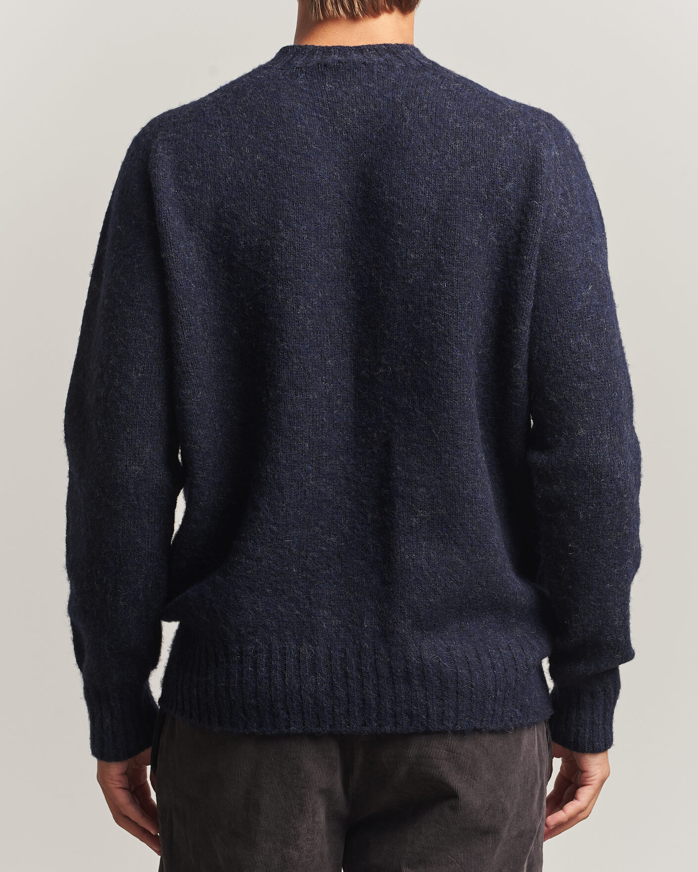 Herren | Pullover | Sunspel | Brushed Shetland Crew Neck Dark Navy