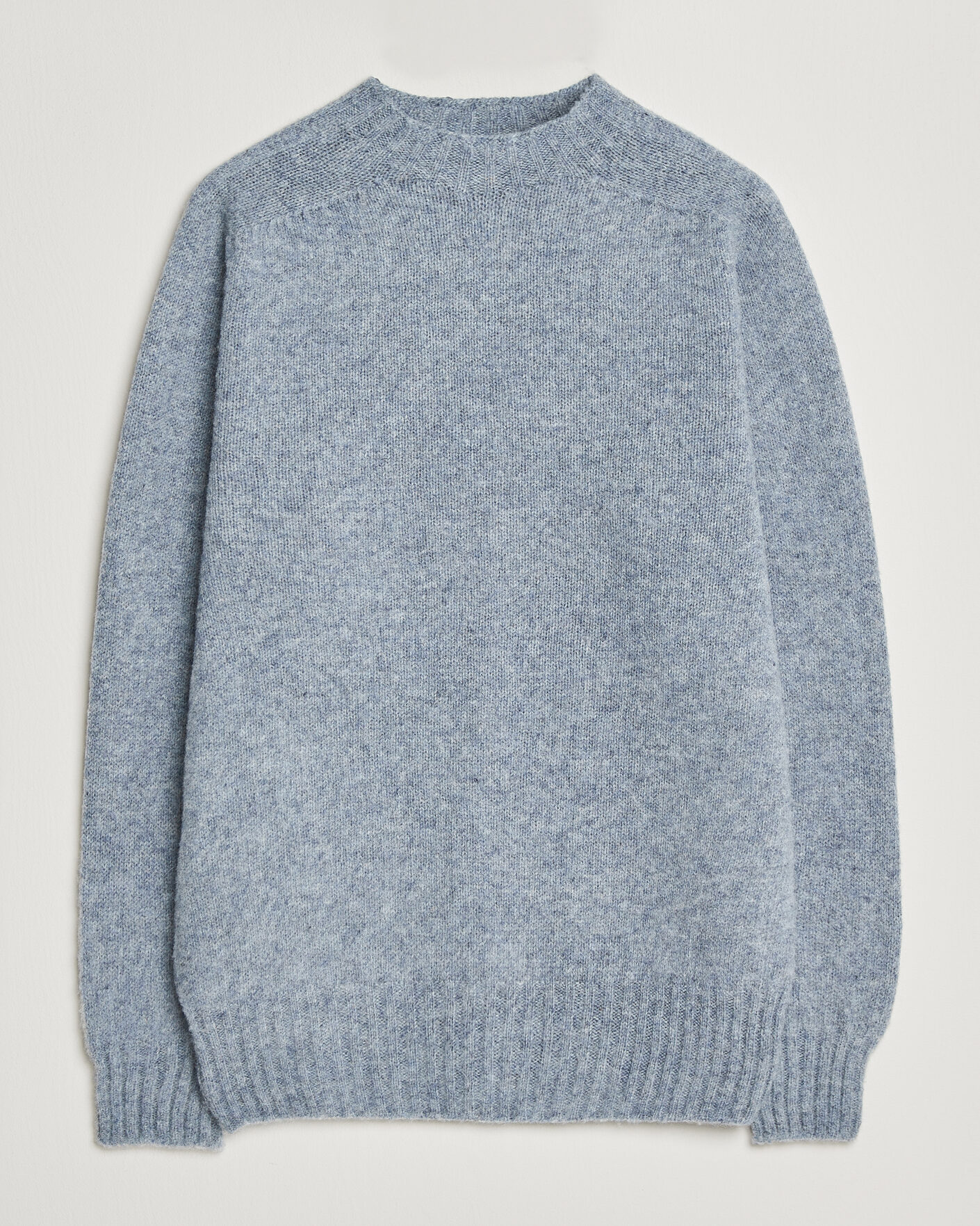 Herren | Pullover | Sunspel | Brushed Shetland Crew Neck Powder Blue