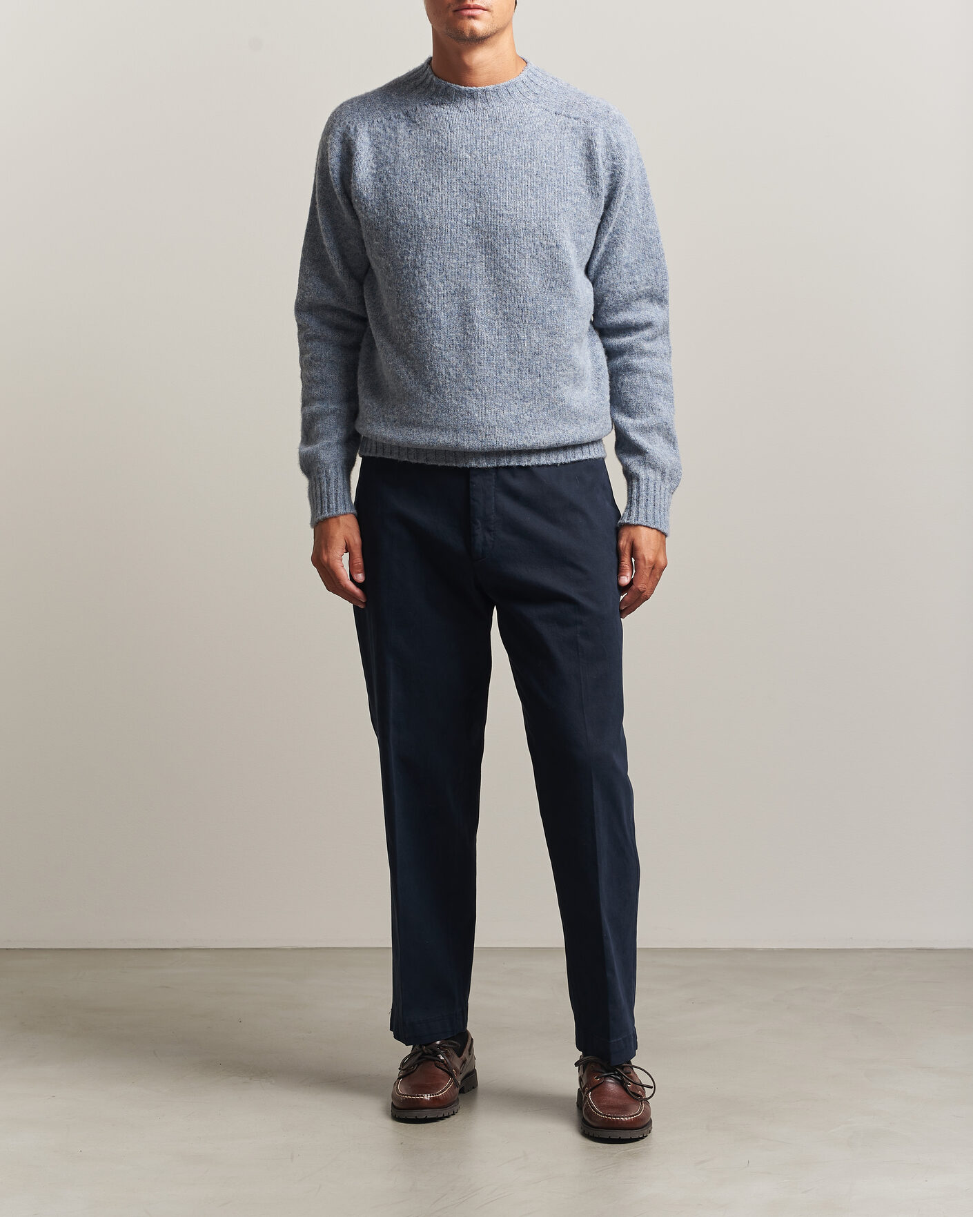 Herren | Pullover | Sunspel | Brushed Shetland Crew Neck Powder Blue
