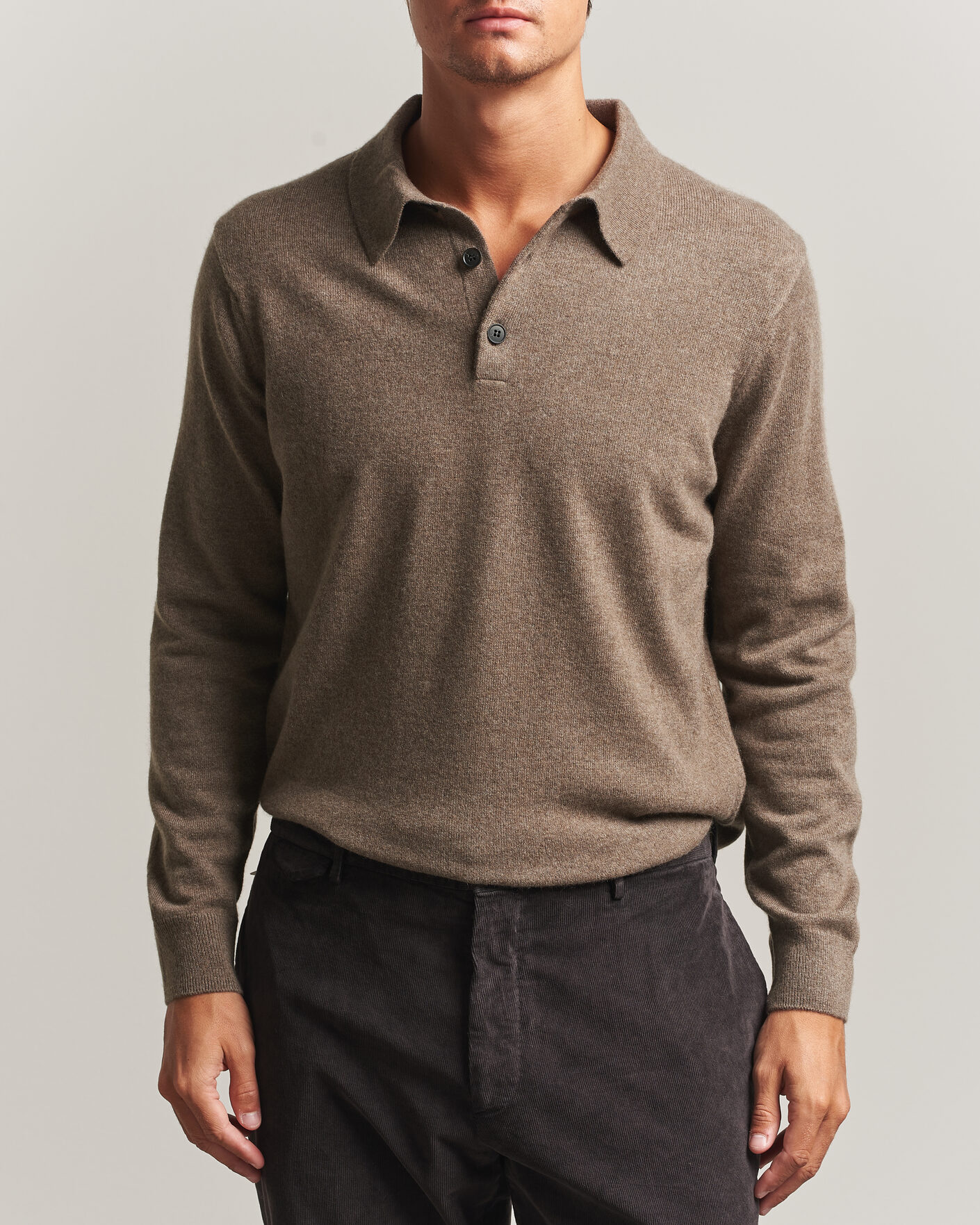 Herren | Pullover | Sunspel | Cashmere Polo Taupe