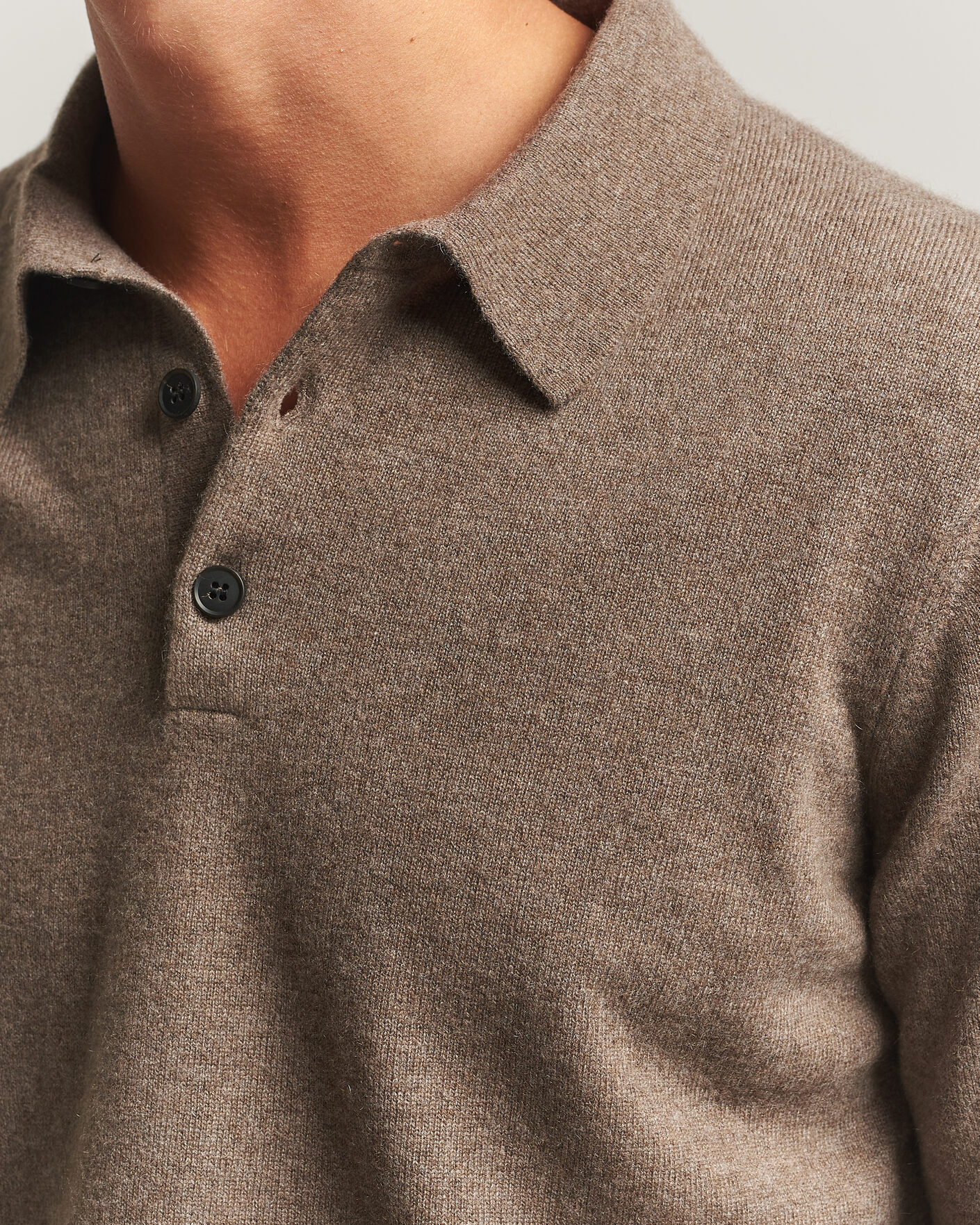 Herren | Pullover | Sunspel | Cashmere Polo Taupe