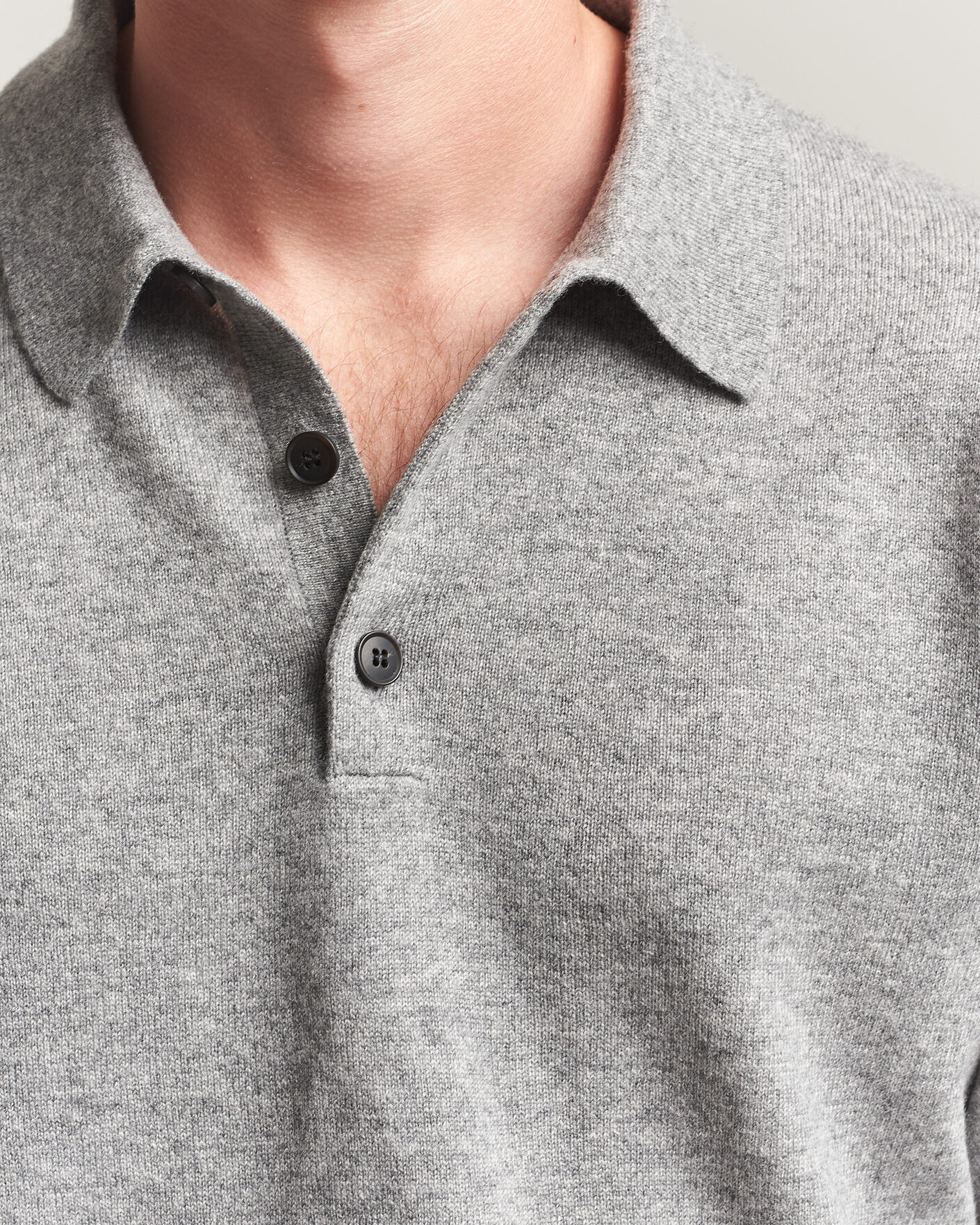 Herren | Pullover | Sunspel | Cashmere Polo Grey Melange