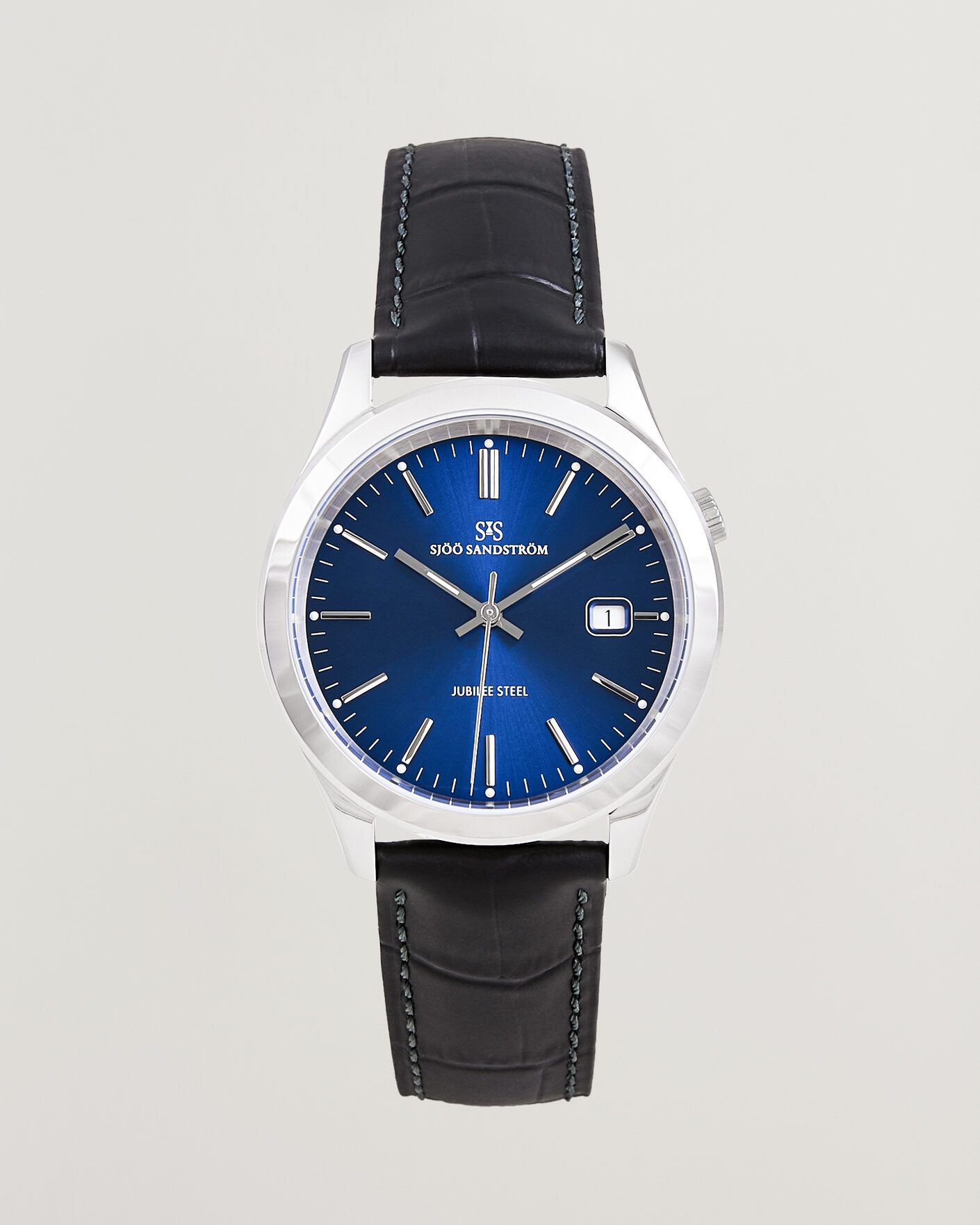Herren | Sjöö Sandström Jubilee Steel Quartz 40mm Black Calf Blue Dial | Sjöö Sandström | Jubilee Steel Quartz 40mm Black Calf Blue Dial