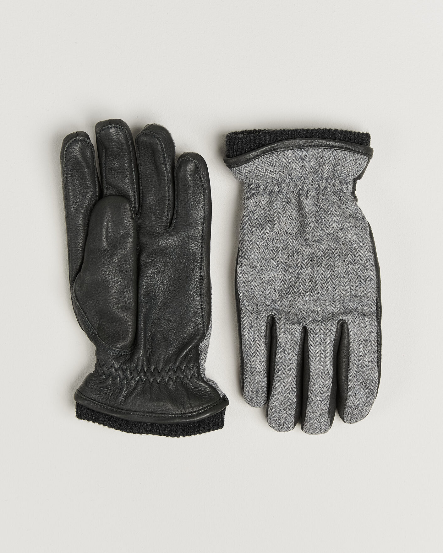 Herren | Handschuhe | Hestra | Wilhelm Herringbone Wool/Elkskin Glove Grey