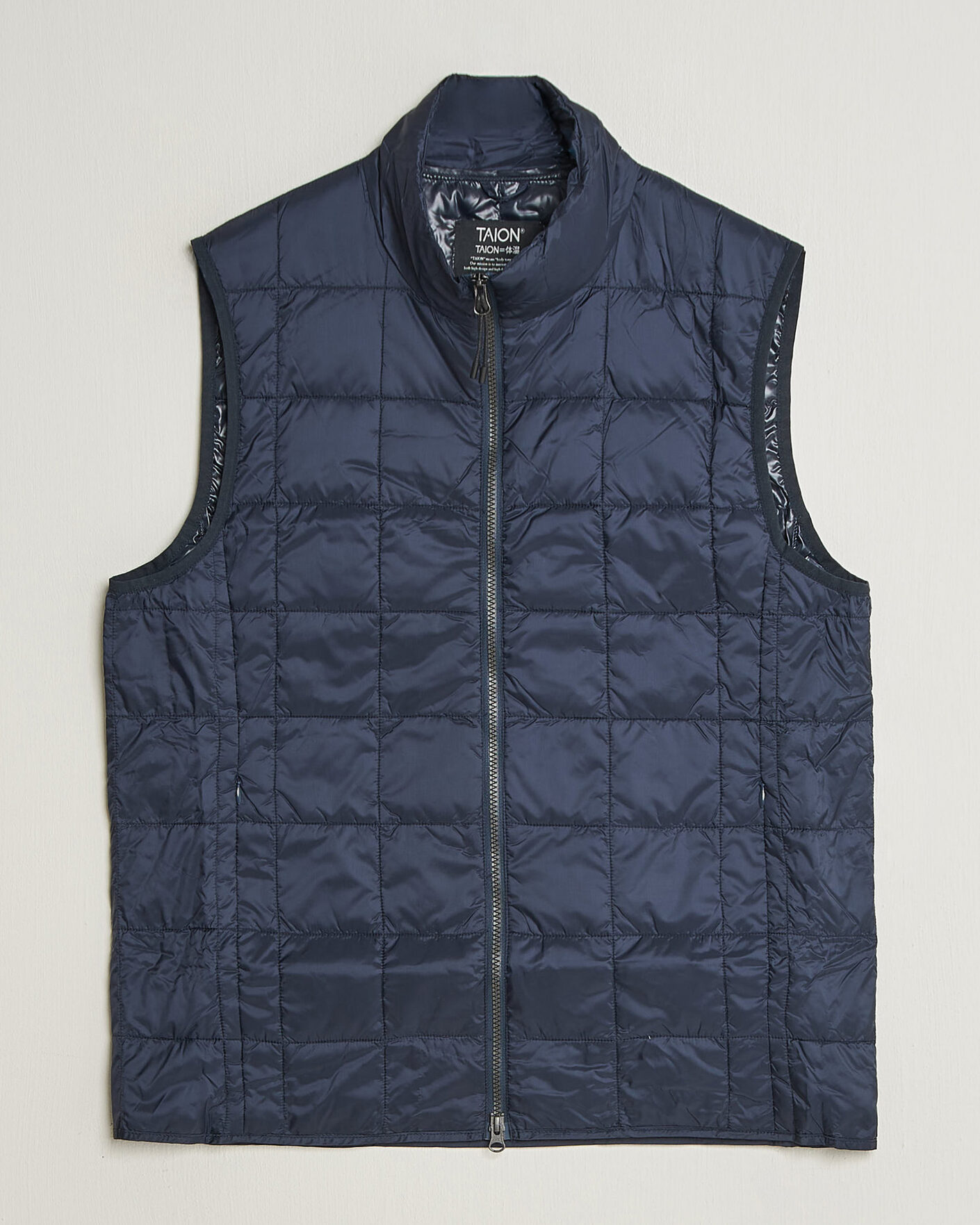 Herren | Westen | TAION | High Neck Full Zip Lightweight Down Vest Dark Navy