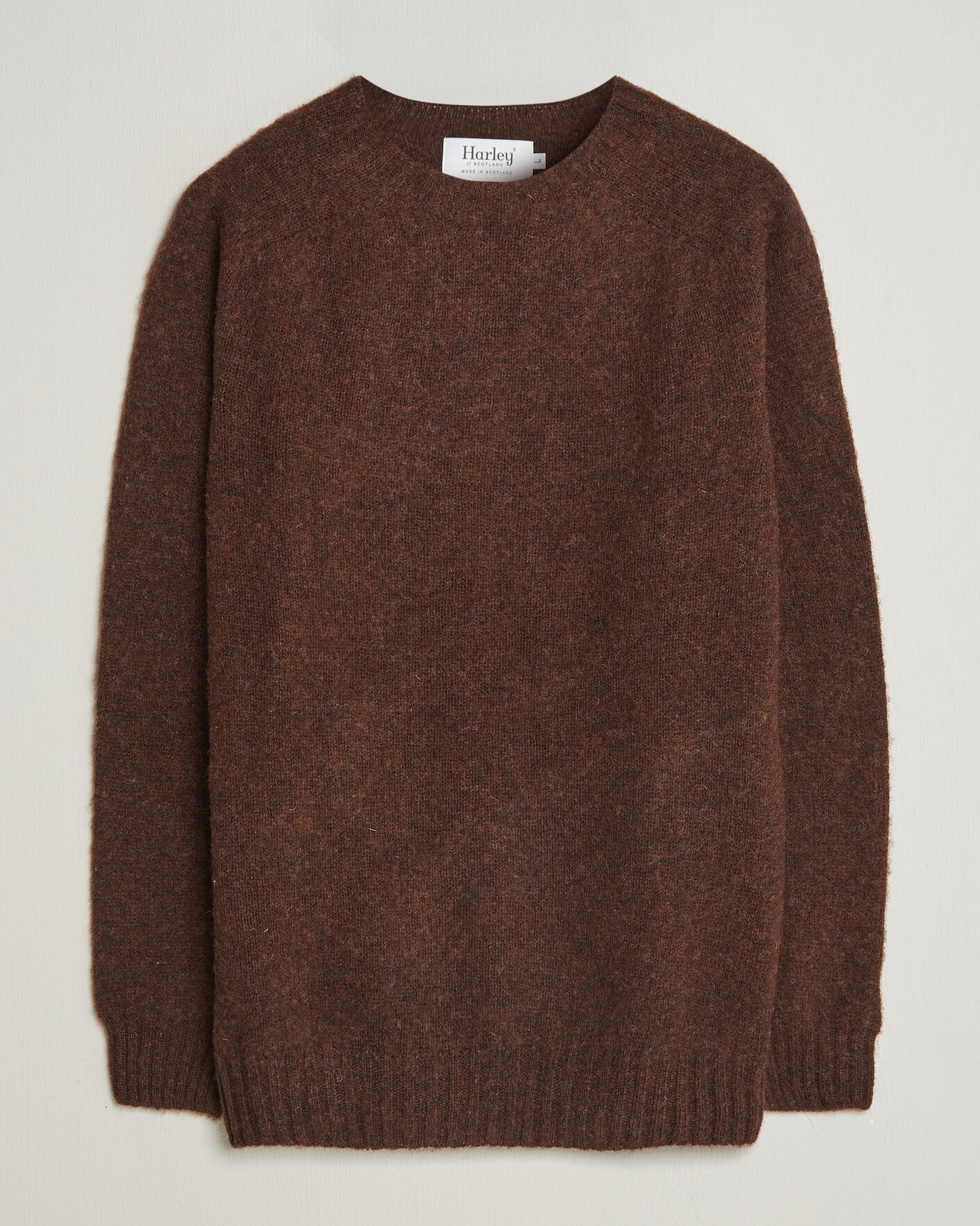 Herren | Pullover | Harley Of Scotland | Brushed Supersoft Lambswool Crewneck Marron