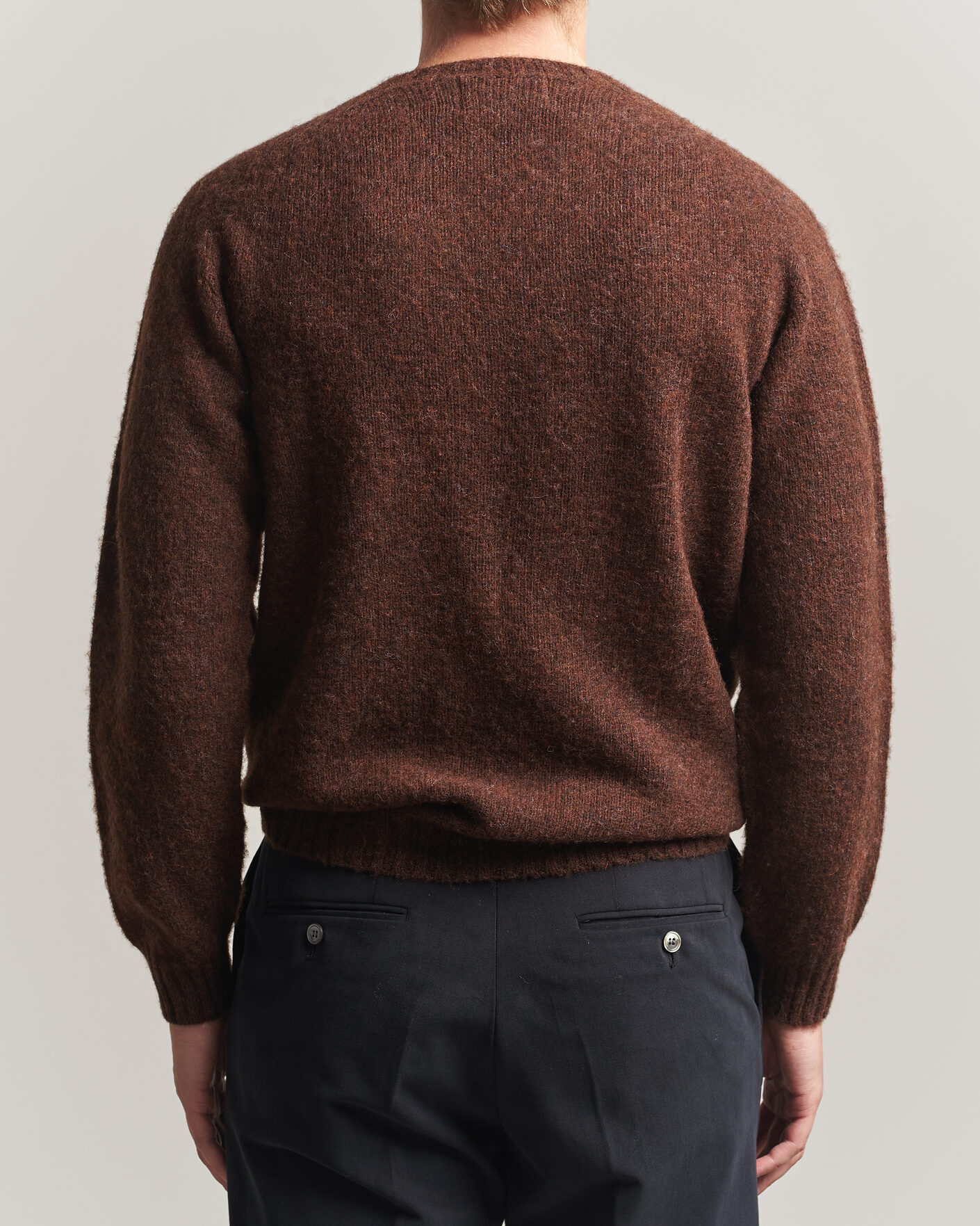 Herren | Pullover | Harley Of Scotland | Brushed Supersoft Lambswool Crewneck Marron