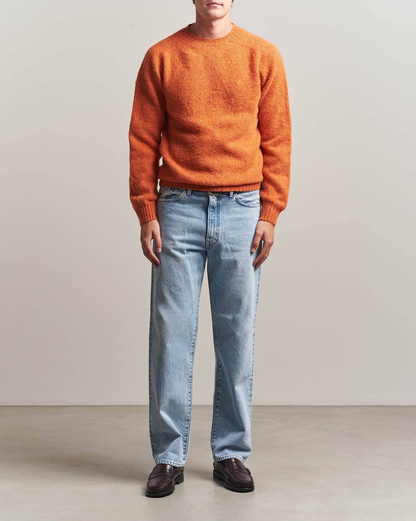 Herren | Pullover | Harley Of Scotland | Brushed Supersoft Lambswool Crewneck Satsuma