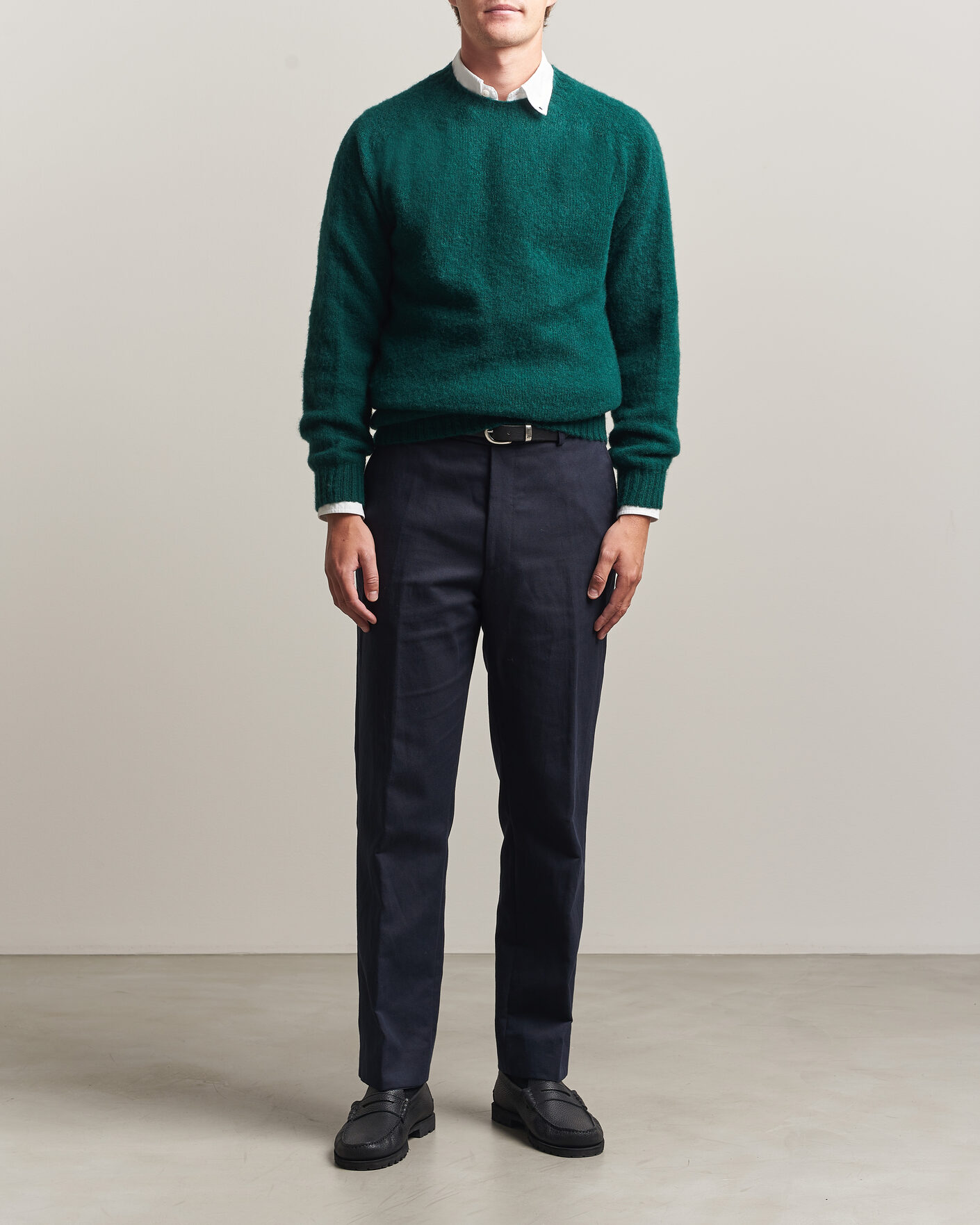 Herren | Pullover | Harley Of Scotland | Brushed Supersoft Lambswool Crewneck Tartan