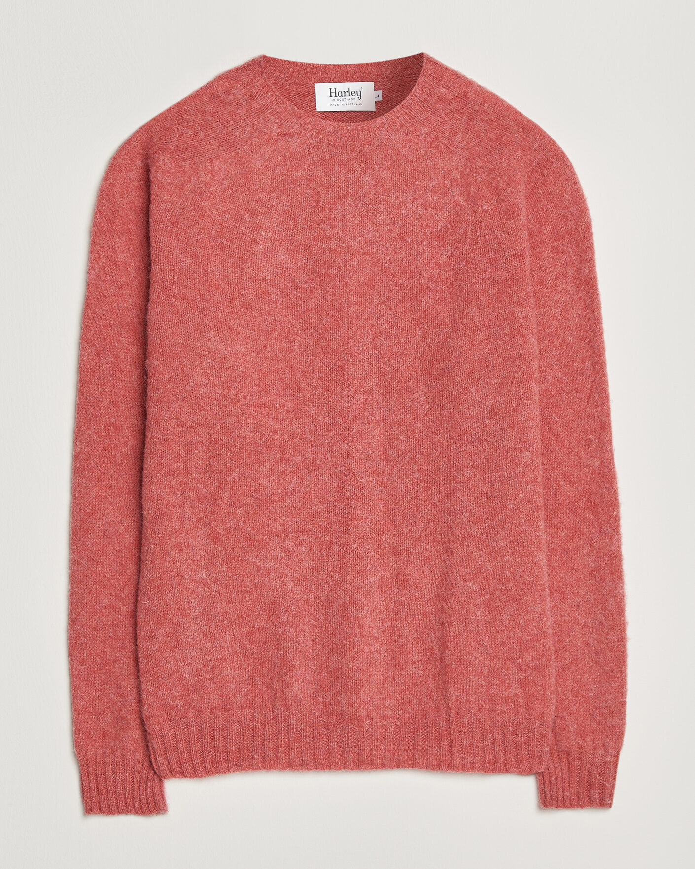 Herren | Pullover | Harley Of Scotland | Brushed Supersoft Lambswool Crewneck Tea Rose