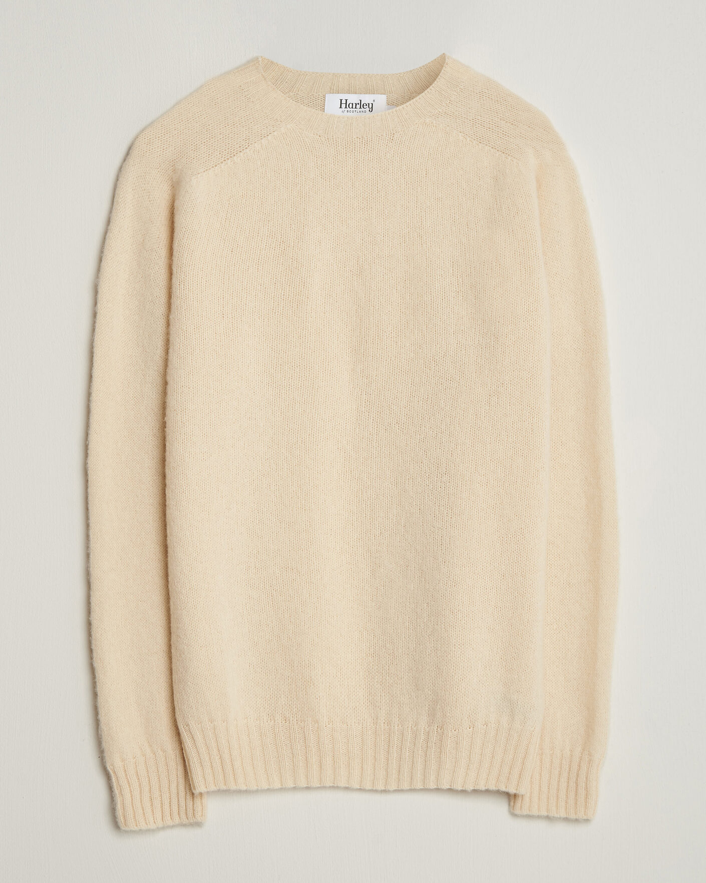 Herren | Pullover | Harley Of Scotland | Brushed Supersoft Lambswool Crewneck Vanilla