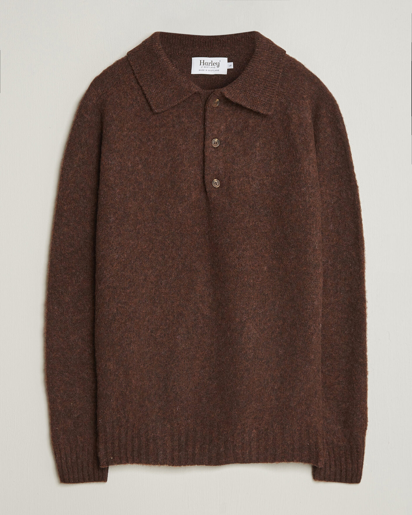 Herren | Pullover | Harley Of Scotland | Brushed Supersoft Lambswool Polo Marron