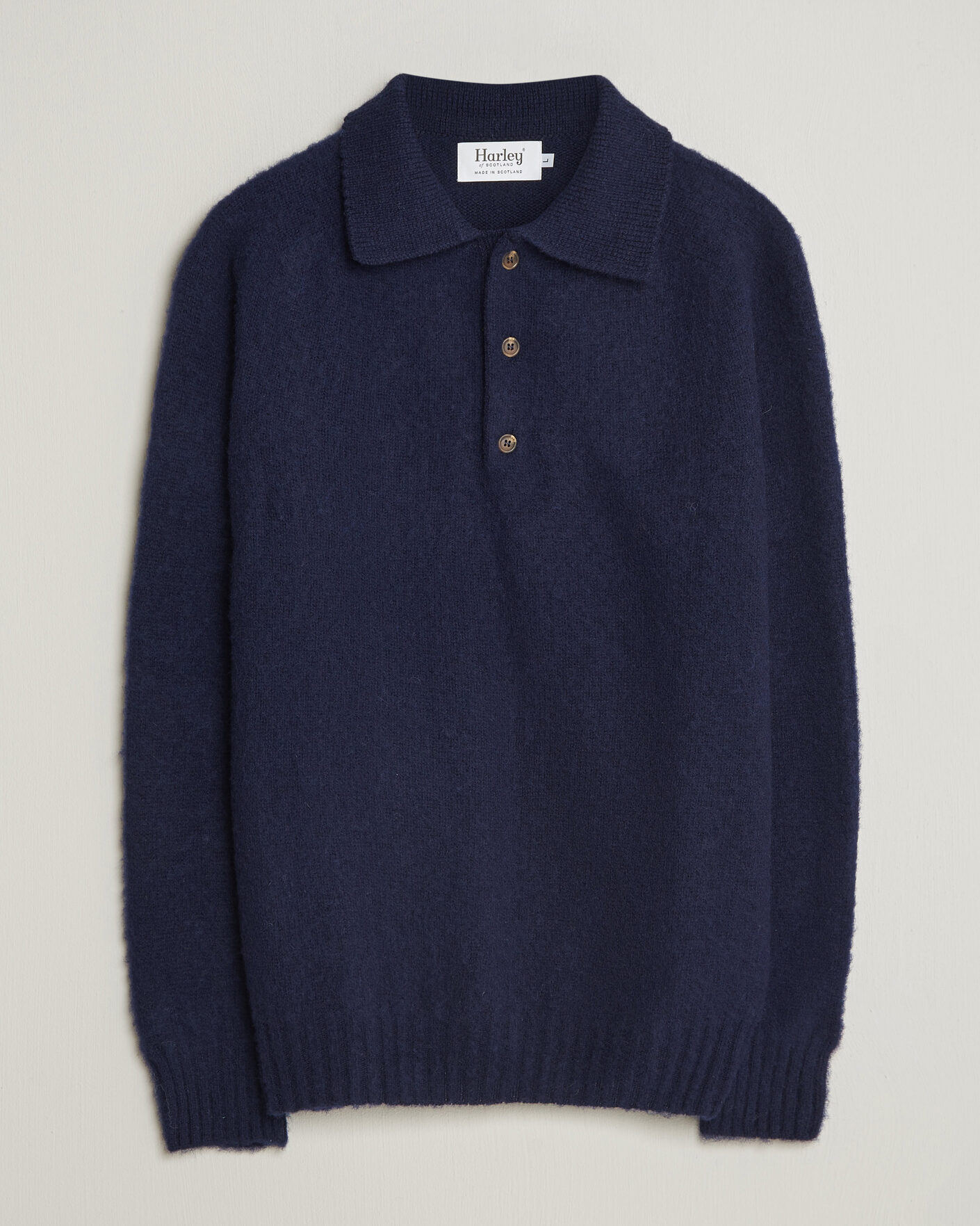 Herren | Pullover | Harley Of Scotland | Brushed Supersoft Lambswool Polo Navy