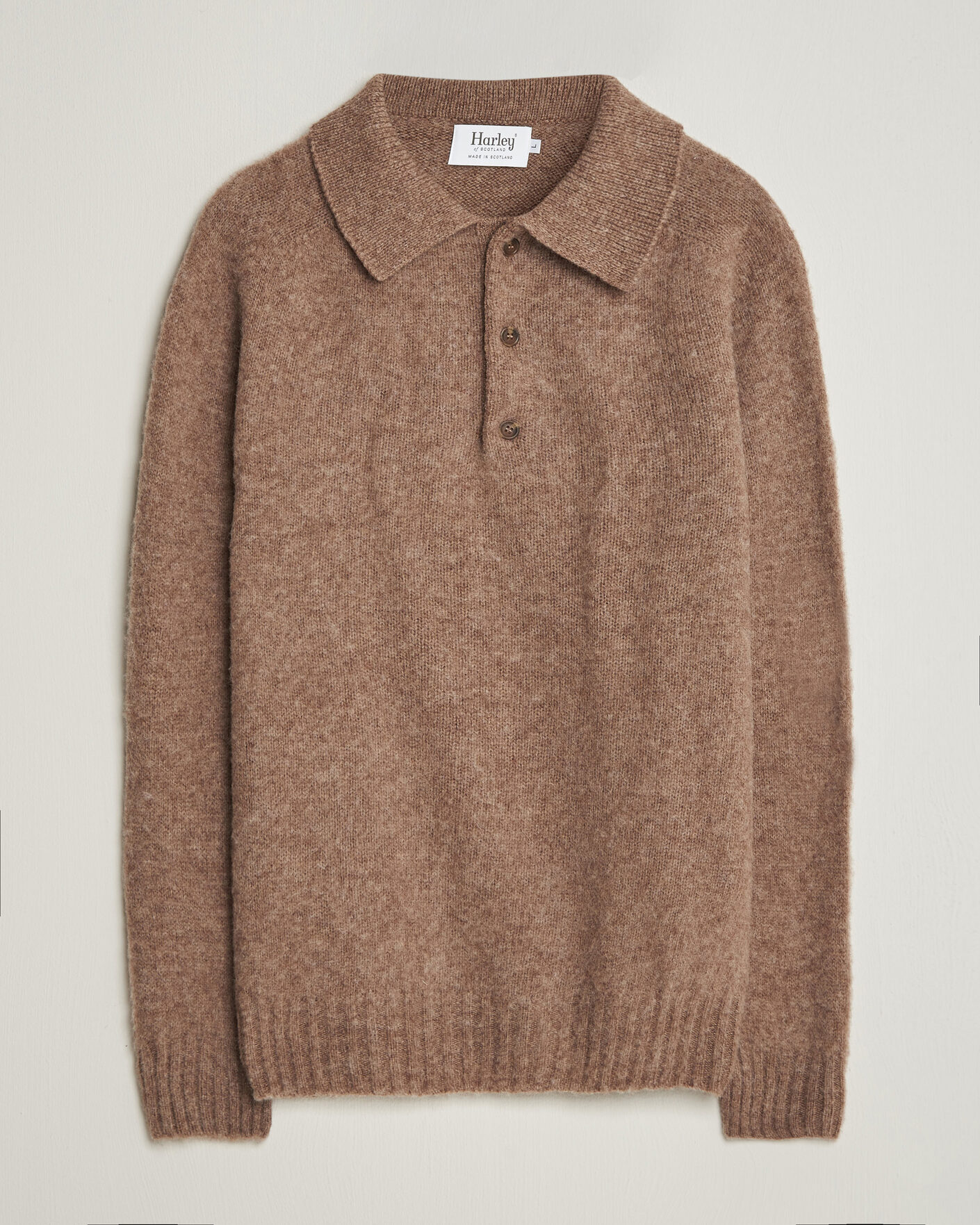 Herren | Pullover | Harley Of Scotland | Brushed Supersoft Lambswool Polo Tundra