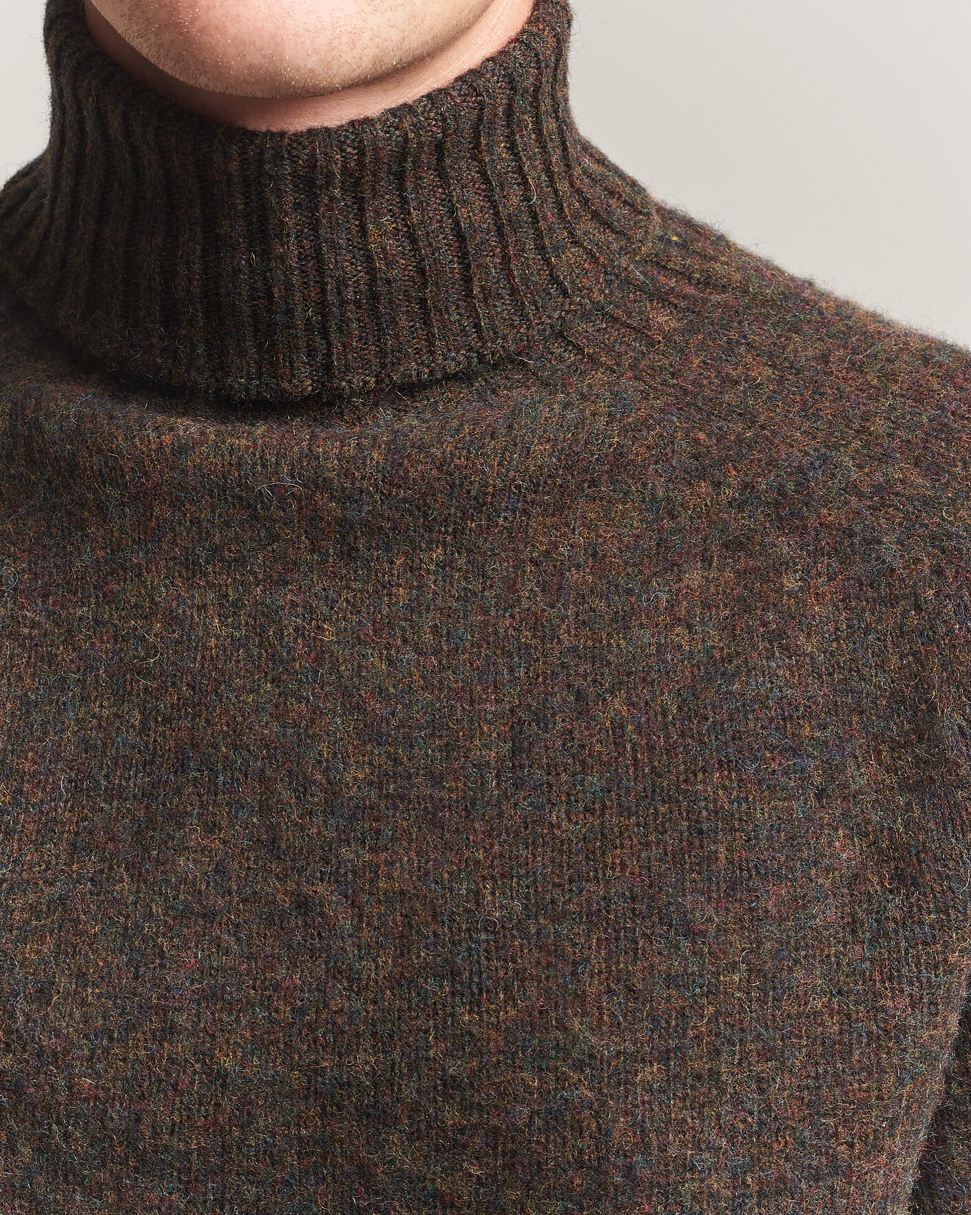 Herren | Pullover | Harley Of Scotland | Brushed Supersoft Lambswool Rollneck Carob