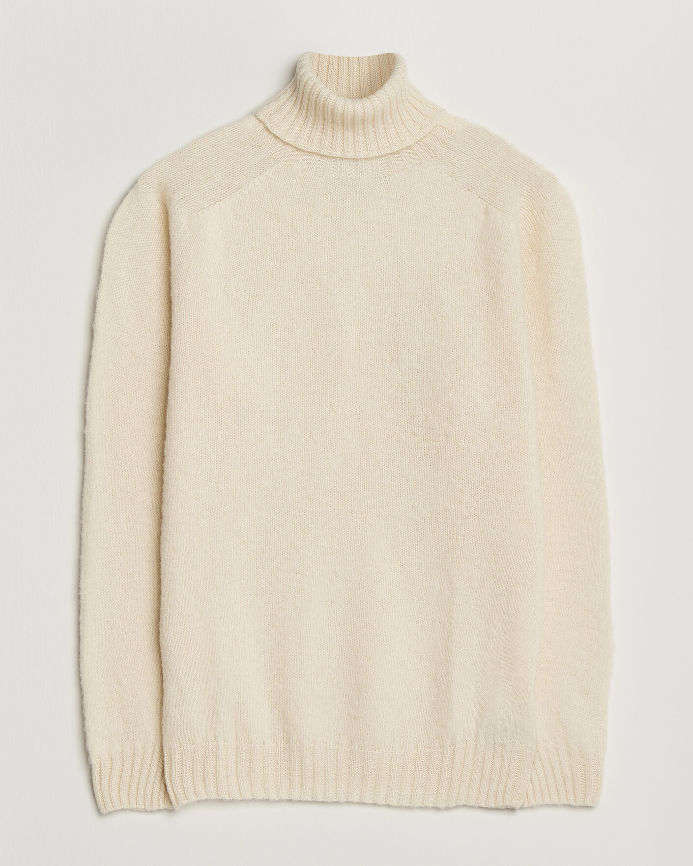 Herren | Pullover | Harley Of Scotland | Brushed Supersoft Lambswool Rollneck Vanilla