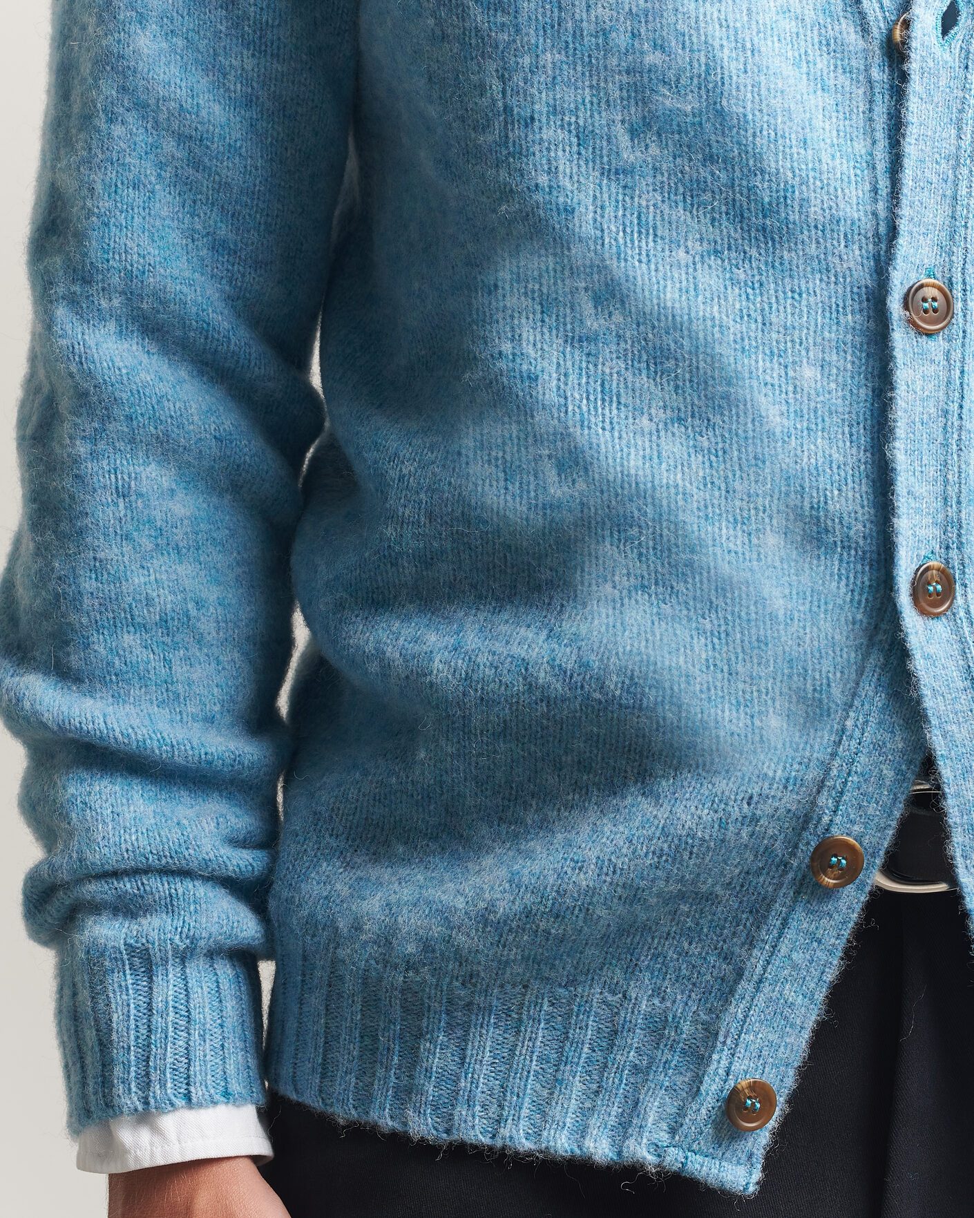 Herren | Pullover | Harley Of Scotland | Brushed Supersoft Lambswool Cardigan Loch Blue